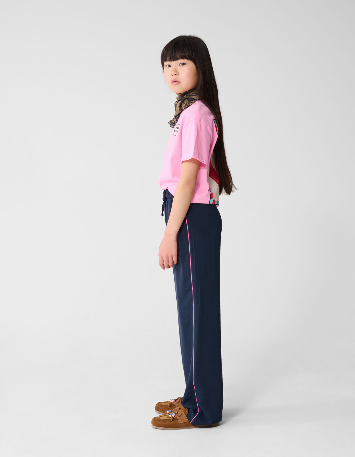 Piping Wide Leg Fit Broek Donkerblauw SHOEBY GIRLS