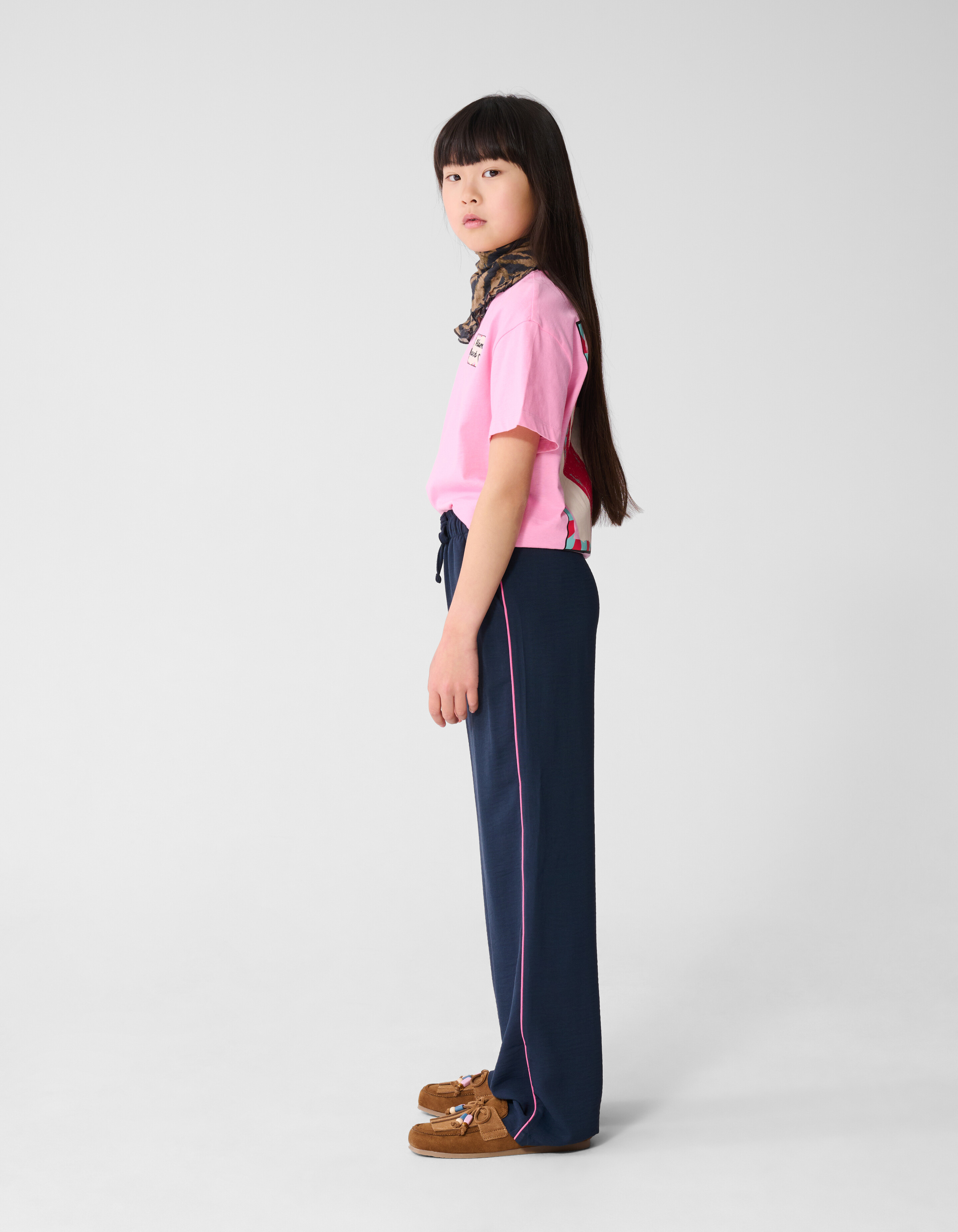 Piping Wide Leg Fit Broek Donkerblauw SHOEBY GIRLS