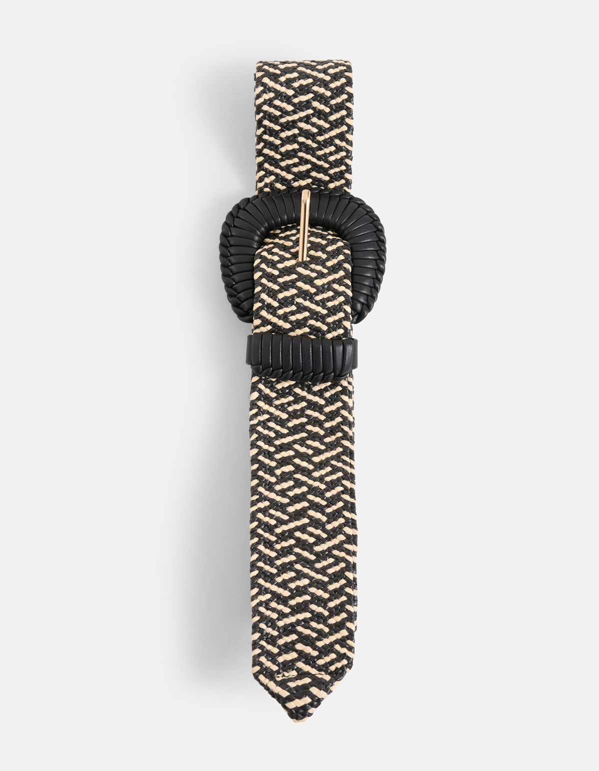 Brede Raffia Riem Zwart/Wit SHOEBY ACCESSOIRES
