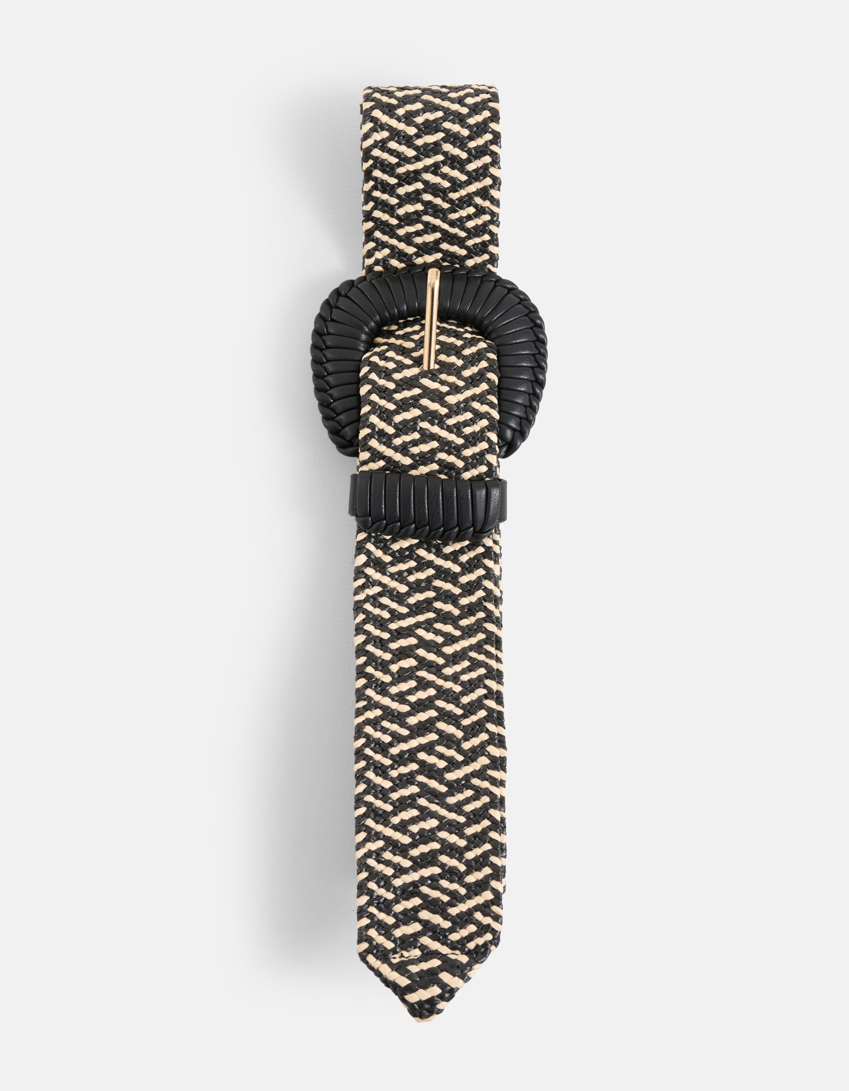 Brede Raffia Riem Zwart/Wit SHOEBY ACCESSOIRES