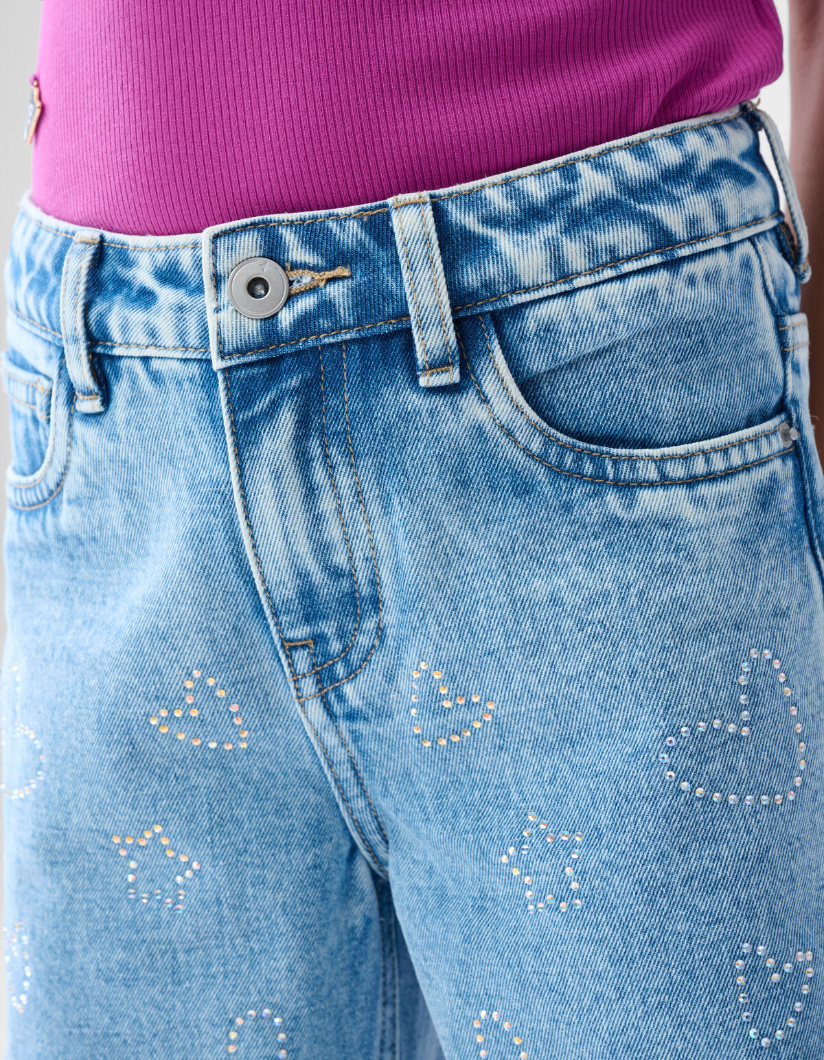 Strass Star/Heart Straight Fit Jeans Blauw SHOEBY GIRLS