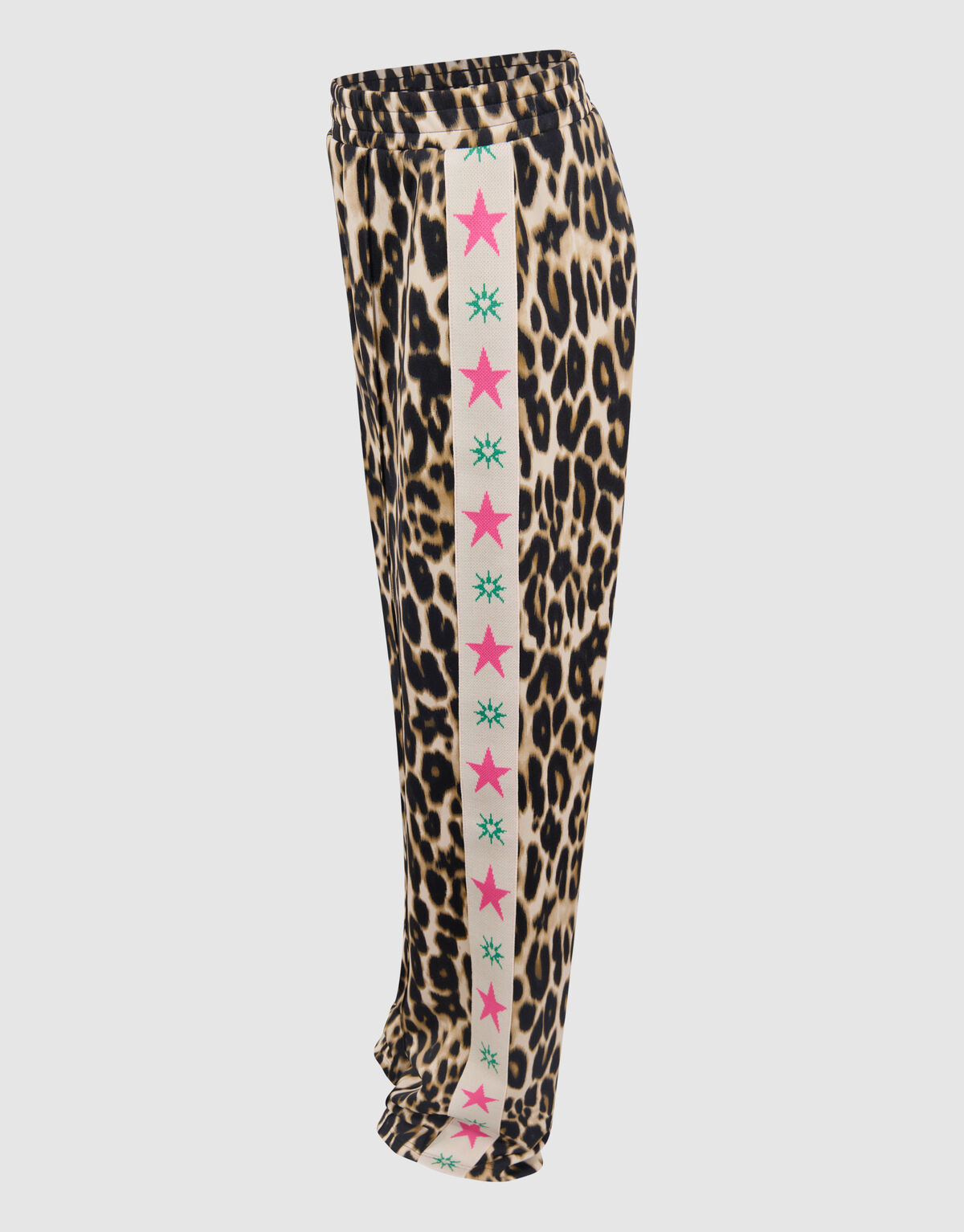 Sporty Wide Leg Leopard Broek Bruin SHOEBY GIRLS