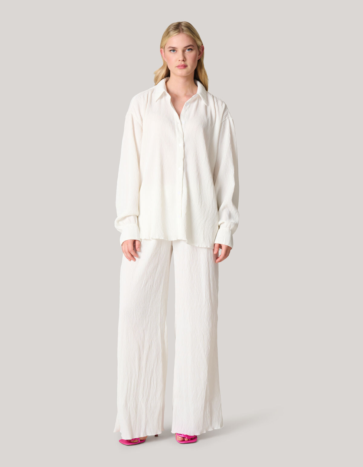 Plissé Crinkle Blouse Gebroken Wit SHOEBY WOMEN