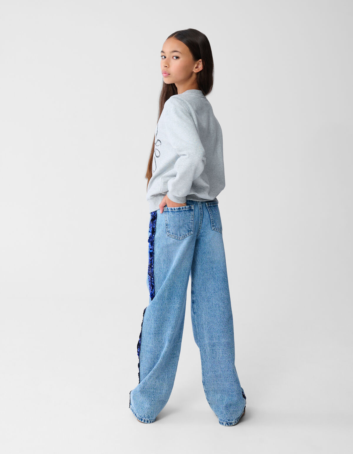 Glitter Tape Wide Leg Jeans Blauw SHOEBY ACCESSOIRES