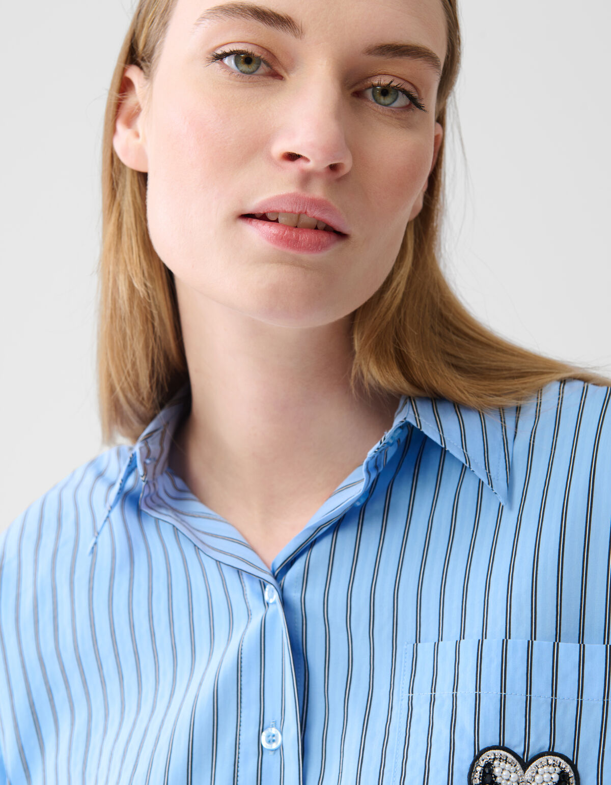 Feather Cropped Blouse Lichtblauw SHOEBY WOMEN