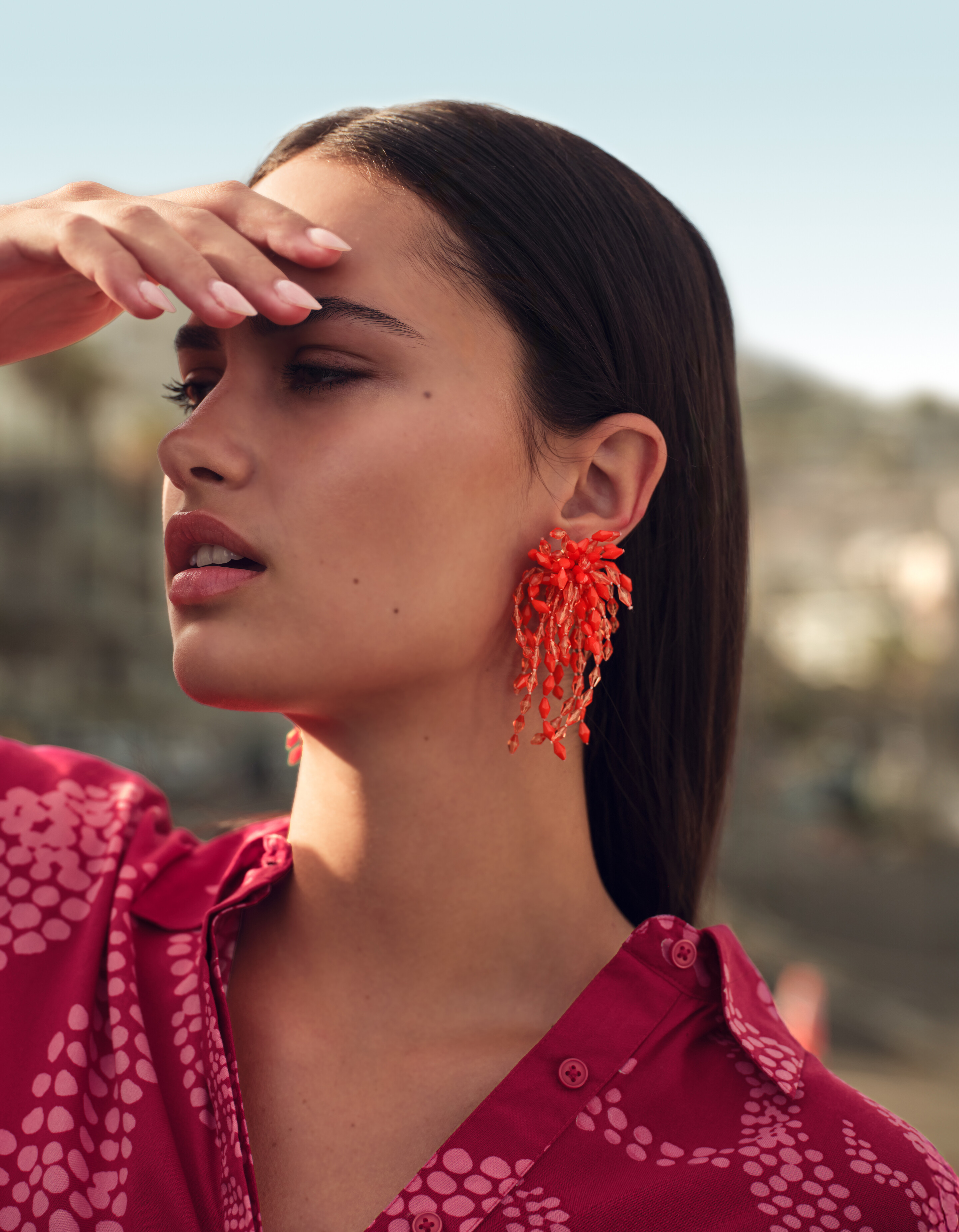 Beaded Oorbellen Oranje SHOEBY ACCESSOIRES