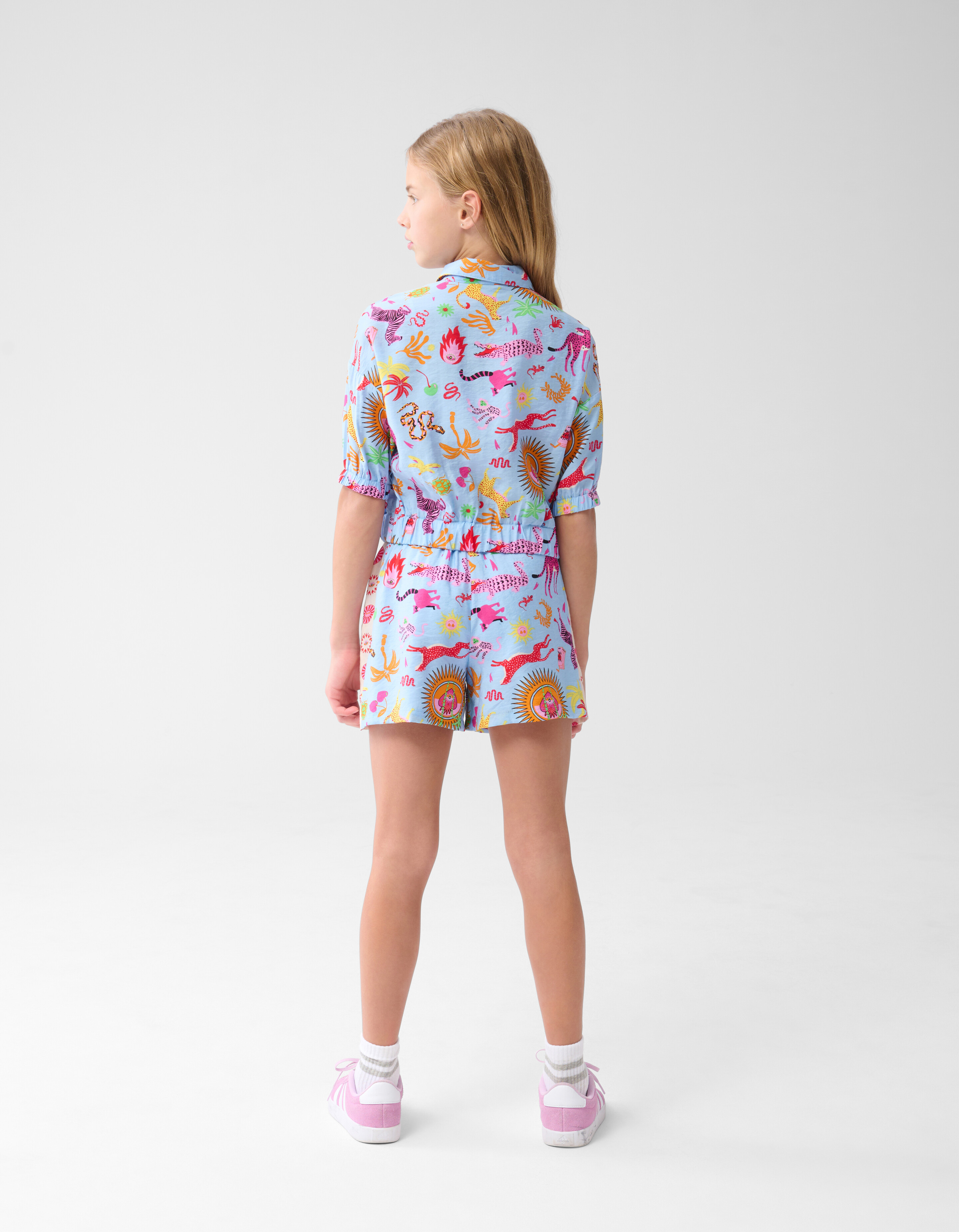 Jungle Artwork Blouse Lichtblauw By Lizzy SHOEBY GIRLS