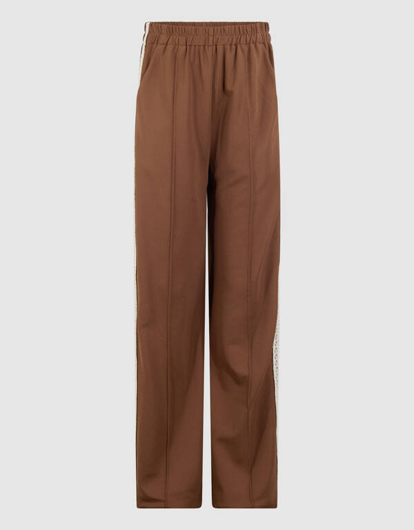 Sporty Wide Leg Fit Broek Bruin SHOEBY GIRLS