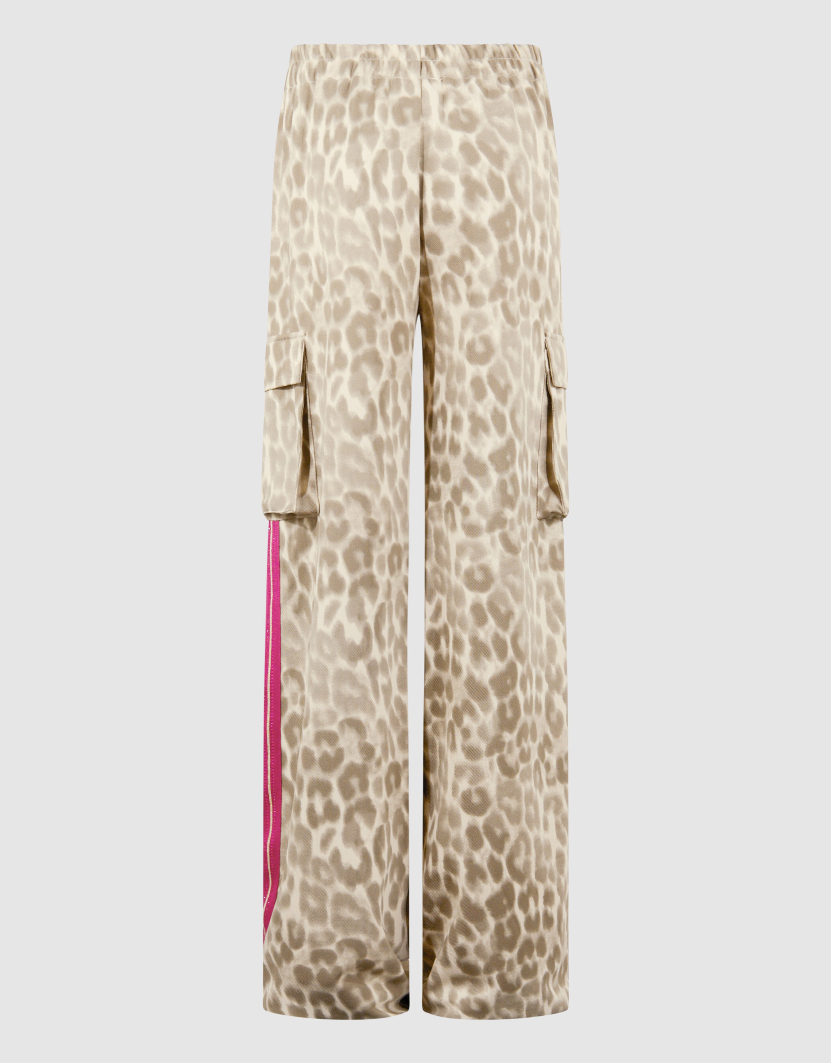 Cargo Leopard Wide Leg Broek Lichtbruin SHOEBY GIRLS