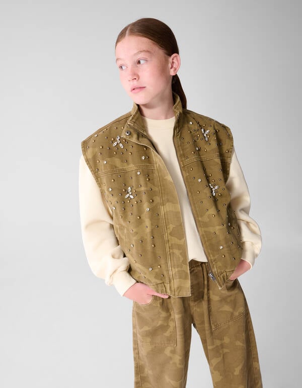 Camo Studded Gilet Groen SHOEBY GIRLS