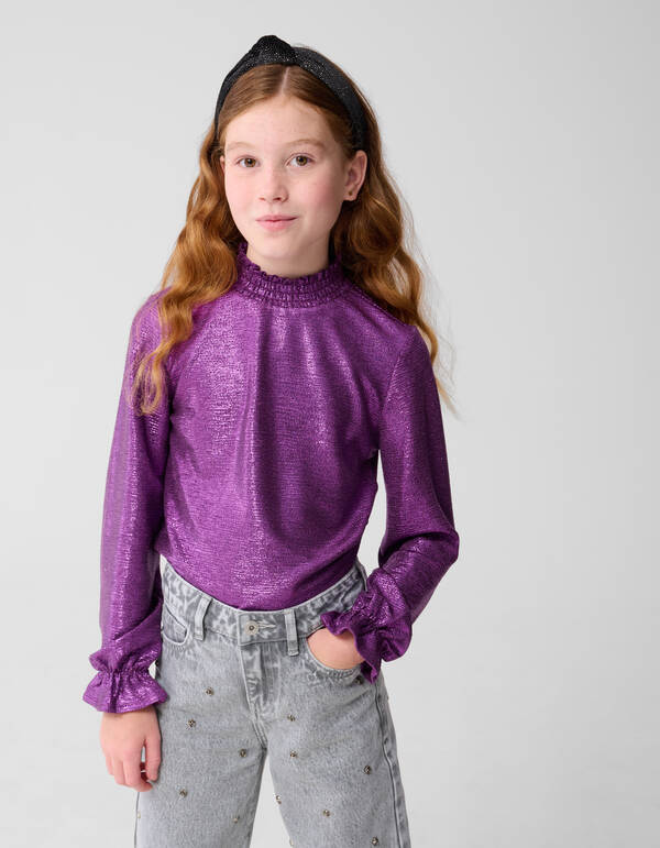 Metallic Longsleeve Top Zwart Roze/Paars SHOEBY GIRLS