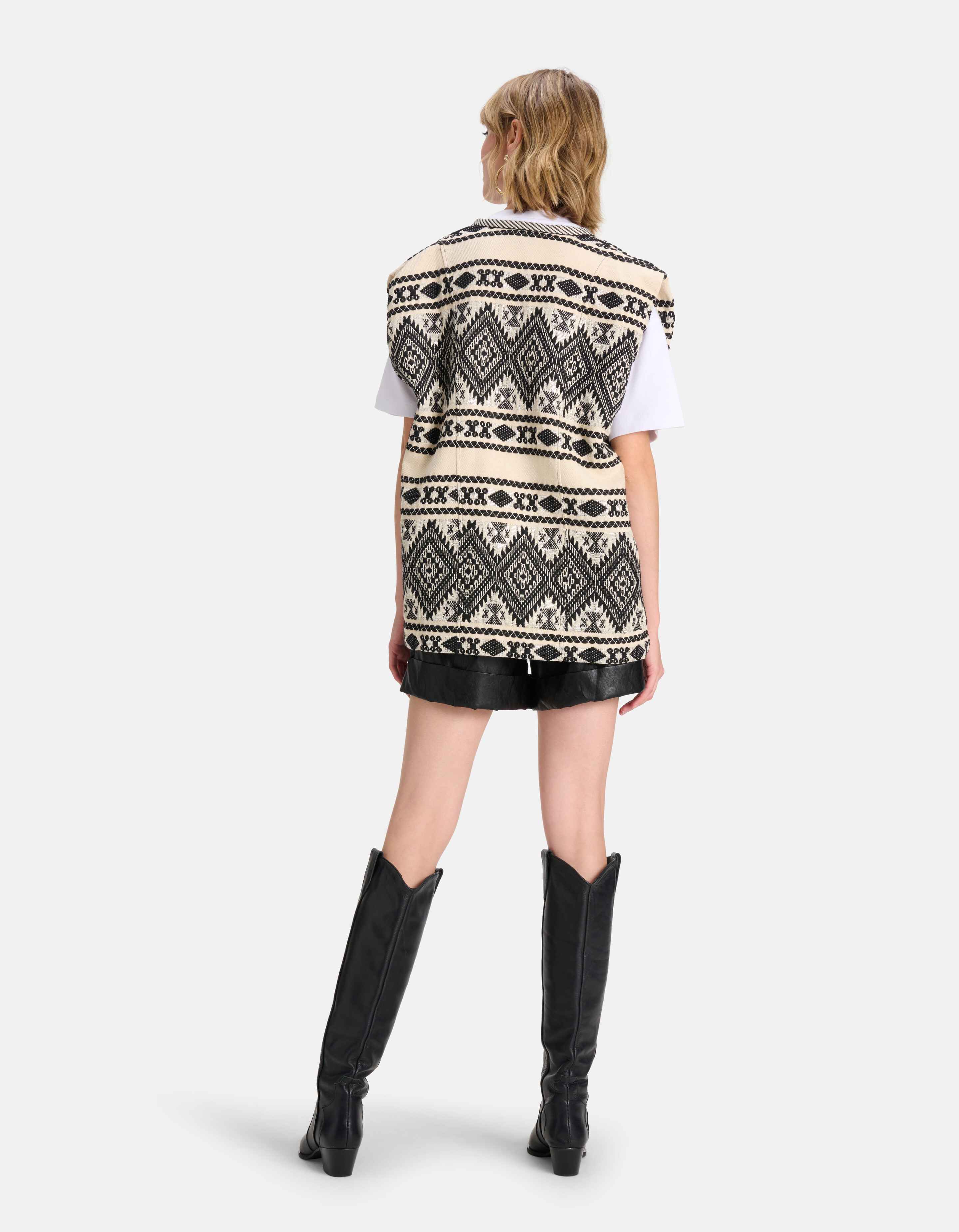 Aztec Print Gilet Zwart/Wit SHOEBY WOMEN
