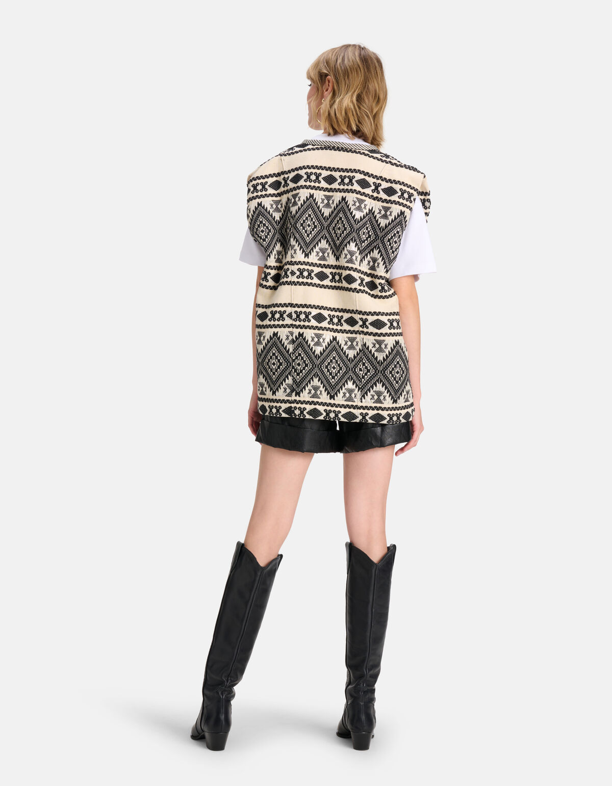 Aztec Print Gilet Zwart/Wit SHOEBY WOMEN