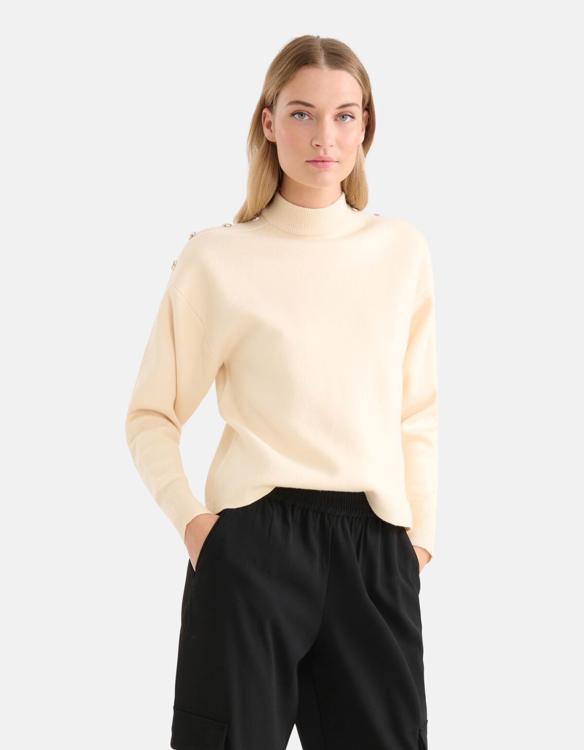 Gebreide Knopen Trui Gebroken Wit SHOEBY WOMEN