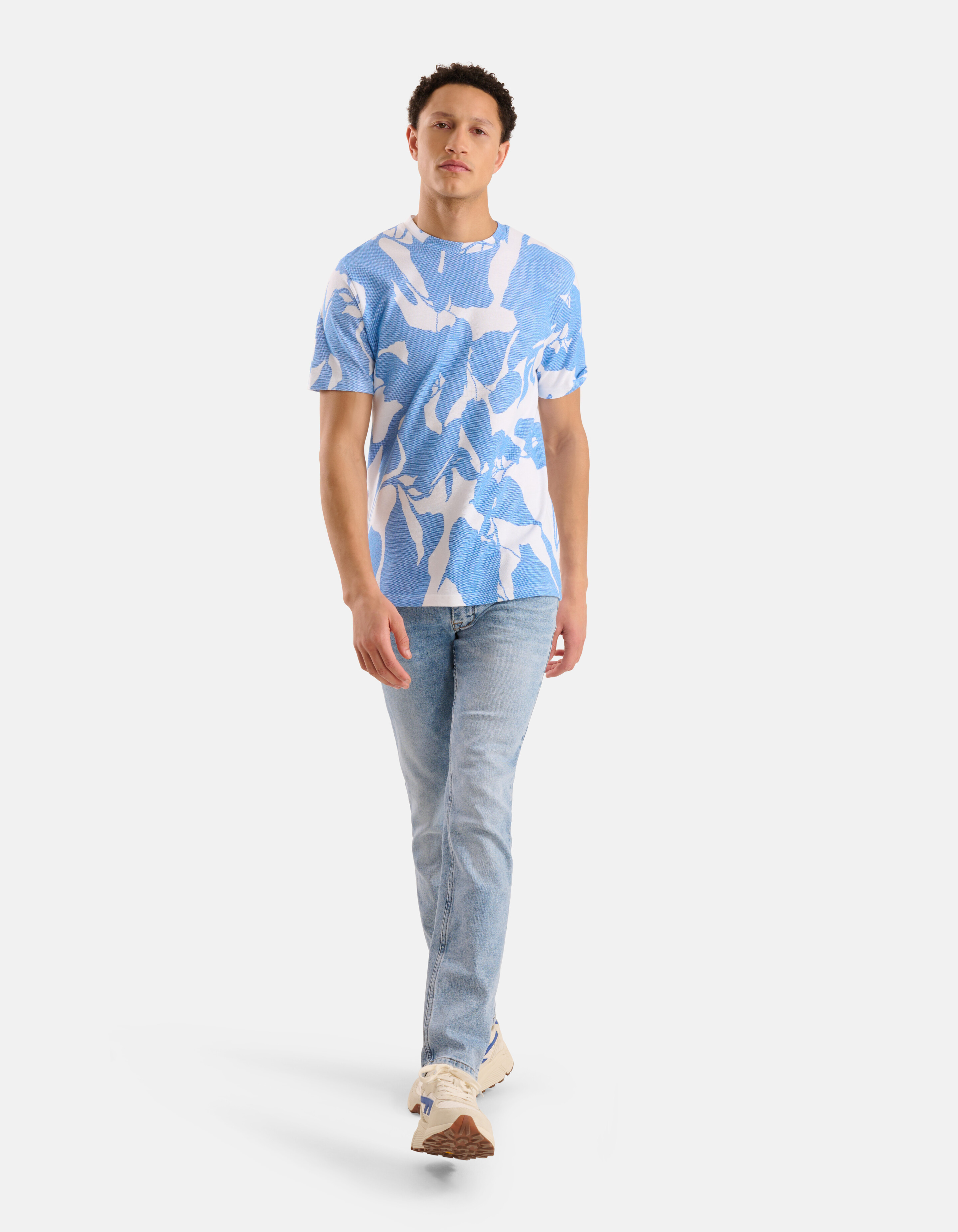 Waterprint T-shirt Blauw SHOEBY MEN