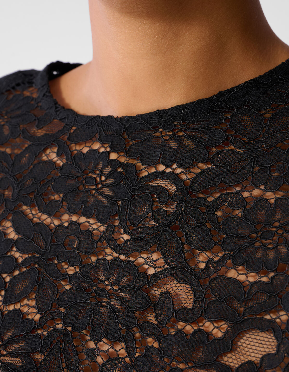 Lace Shoulder Top Zwart SHOEBY WOMEN