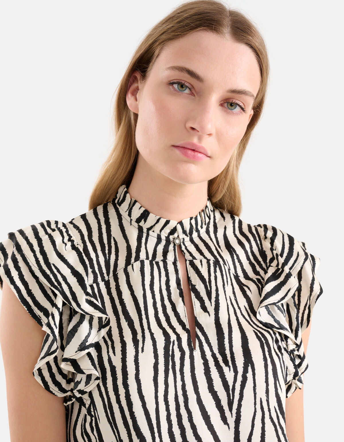 Zebra Printed Top Zwart/Wit SHOEBY WOMEN