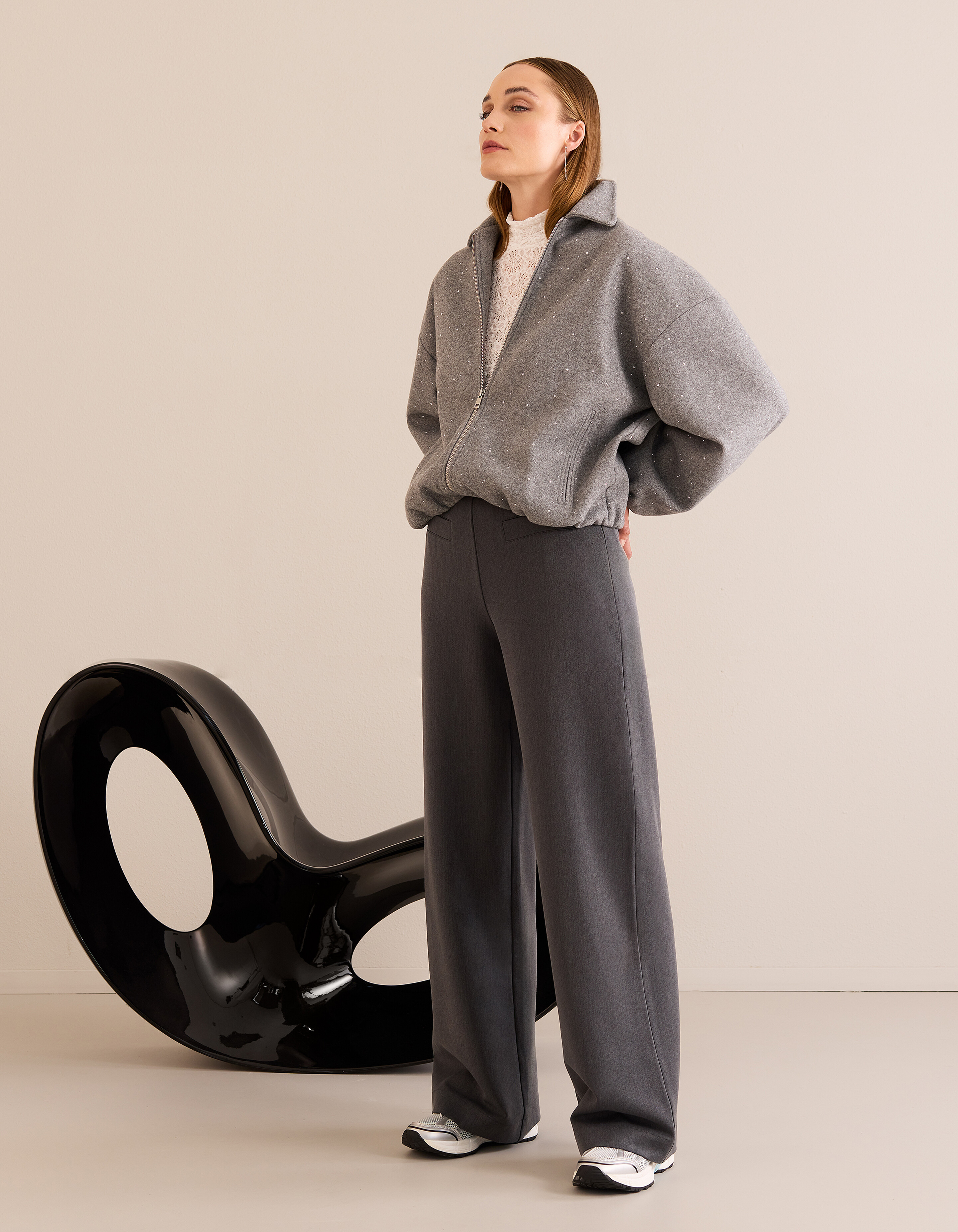 Wide Leg Pantalon Donkergrijs By Mieke SHOEBY WOMEN