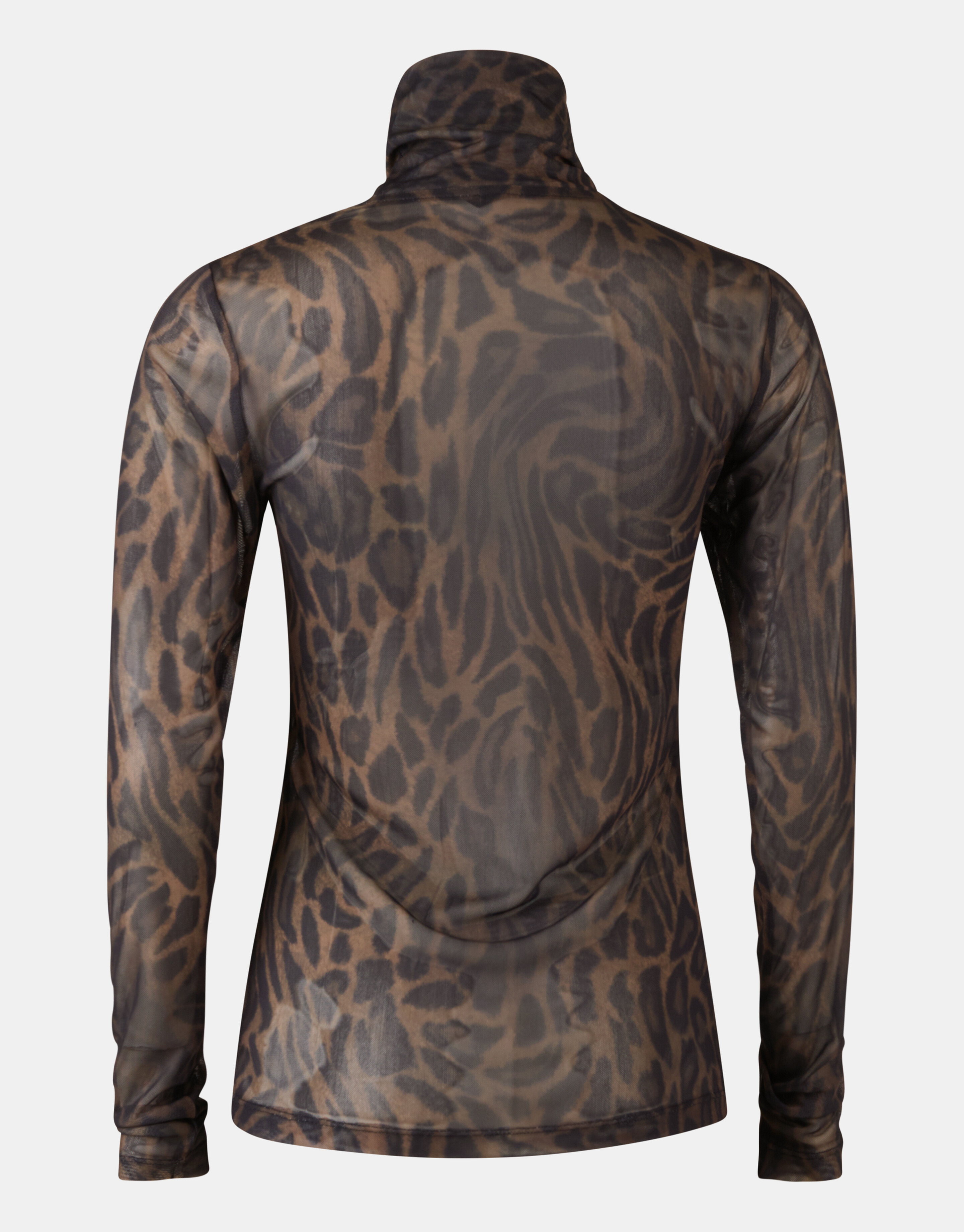 Leopard Print Mesh Top Donkergroen SHOEBY WOMEN