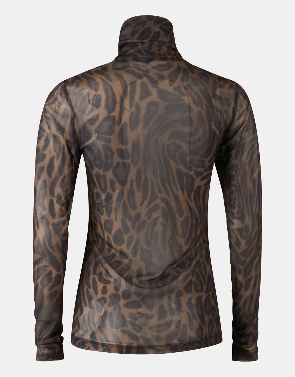 Leopard Print Mesh Top Donkergroen SHOEBY WOMEN