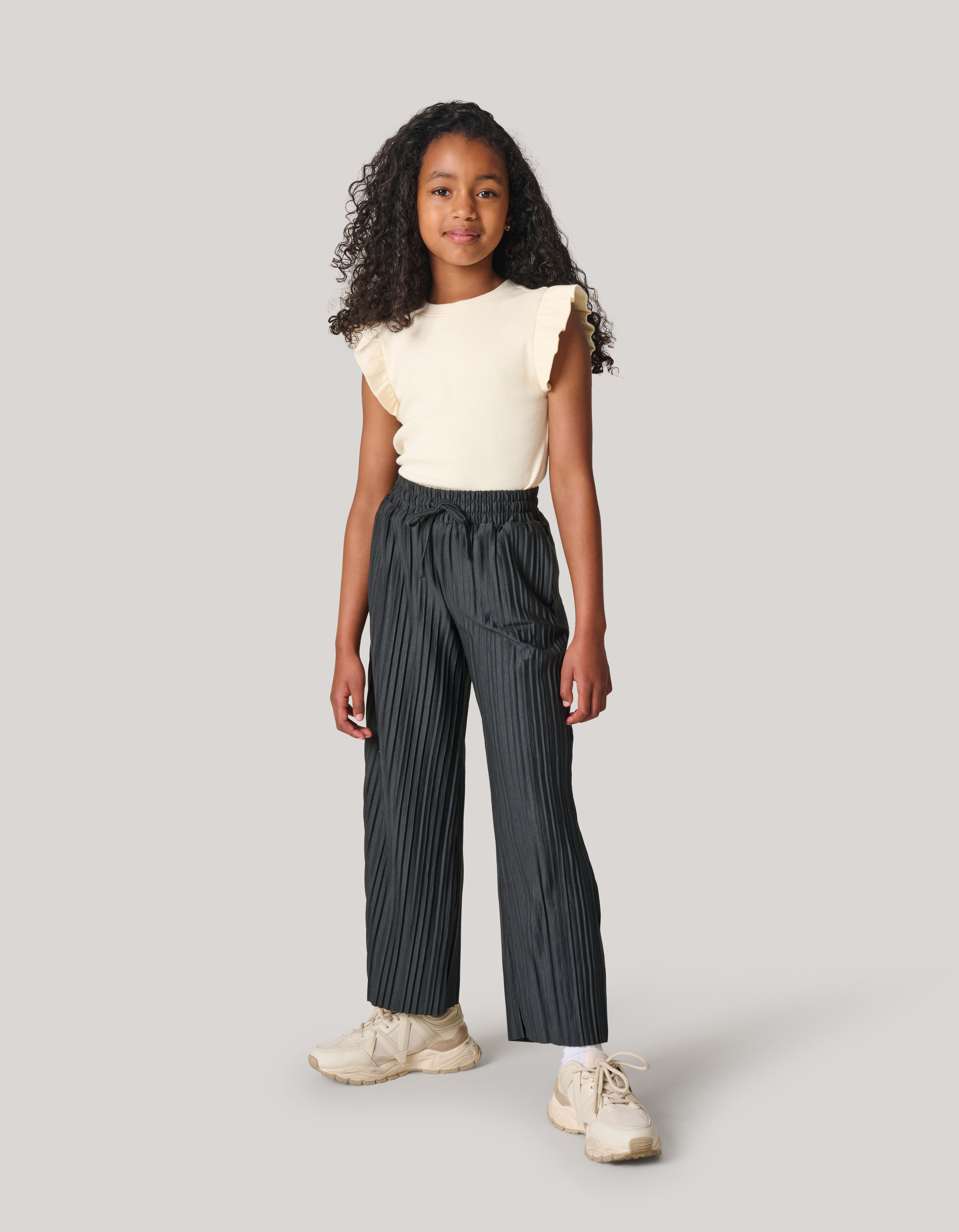 Pliss&eacute; Broek Donkergrijs SHOEBY GIRLS