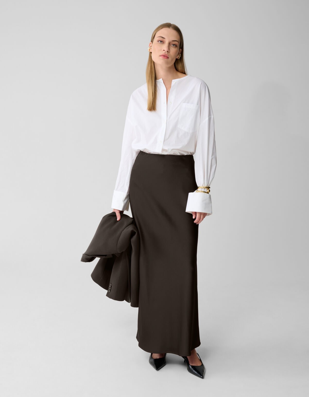Satijnen Maxi Rok Donkerbruin By Lonneke SHOEBY WOMEN