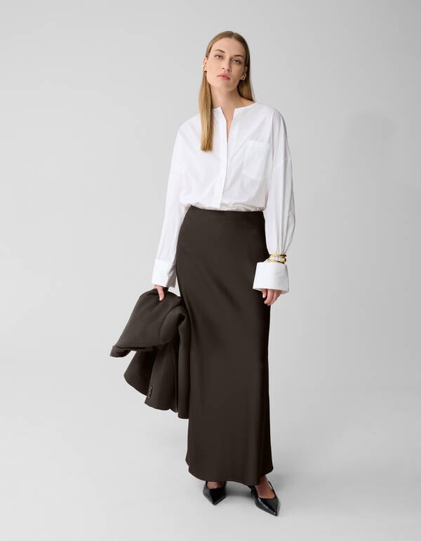 Satijnen Maxi Rok Donkerbruin By Lonneke SHOEBY WOMEN