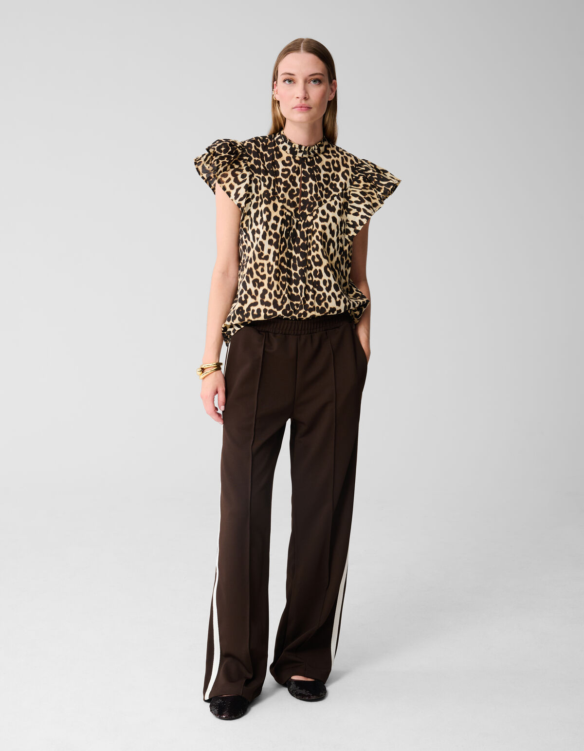 Leopard Ruffle Top Bruin SHOEBY WOMEN