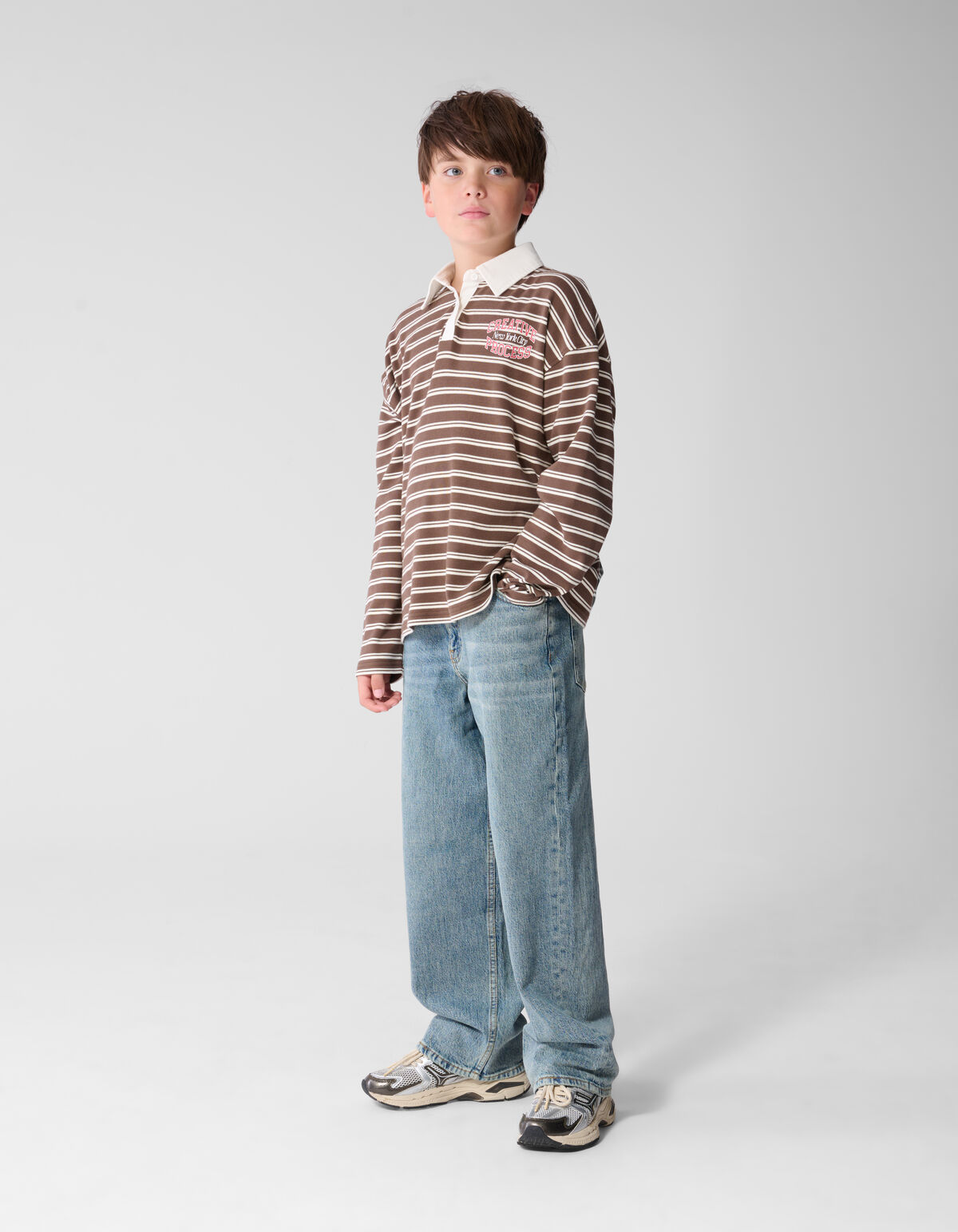 Gestreepte Polo Sweater Bruin SHOEBY BOYS