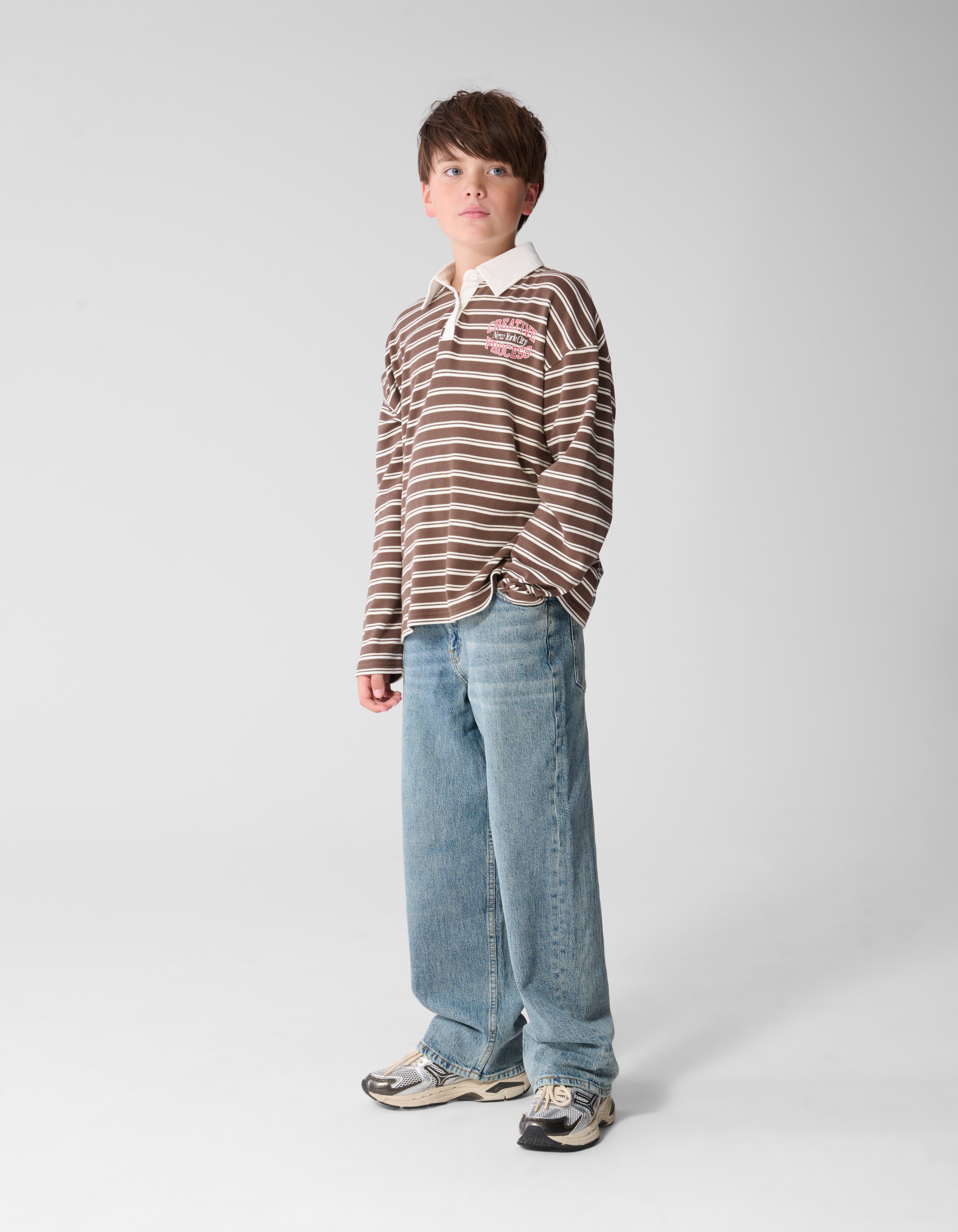 Gestreepte Polo Sweater Bruin SHOEBY BOYS