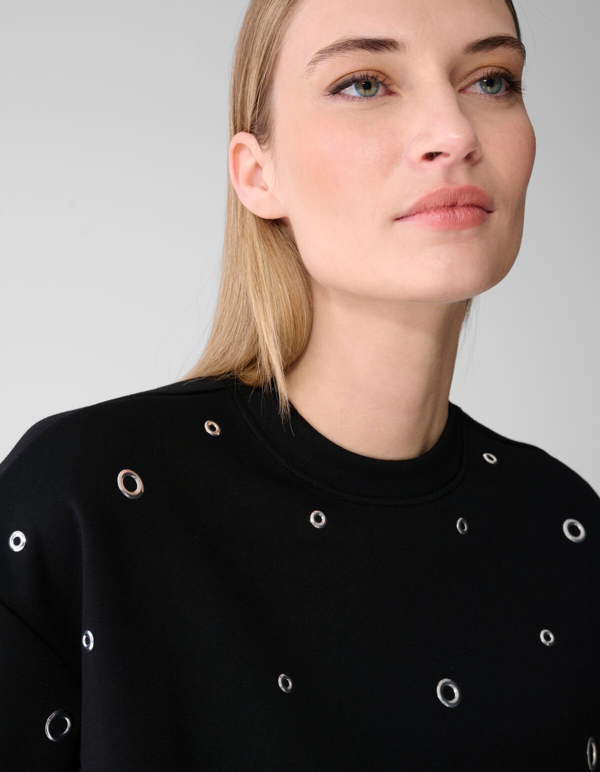 Oversized Eyelet Sweat T-shirt Zwart SHOEBY WOMEN