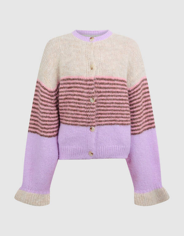 Fluffy Gestreept Vest Gebroken Wit/Paars SHOEBY GIRLS