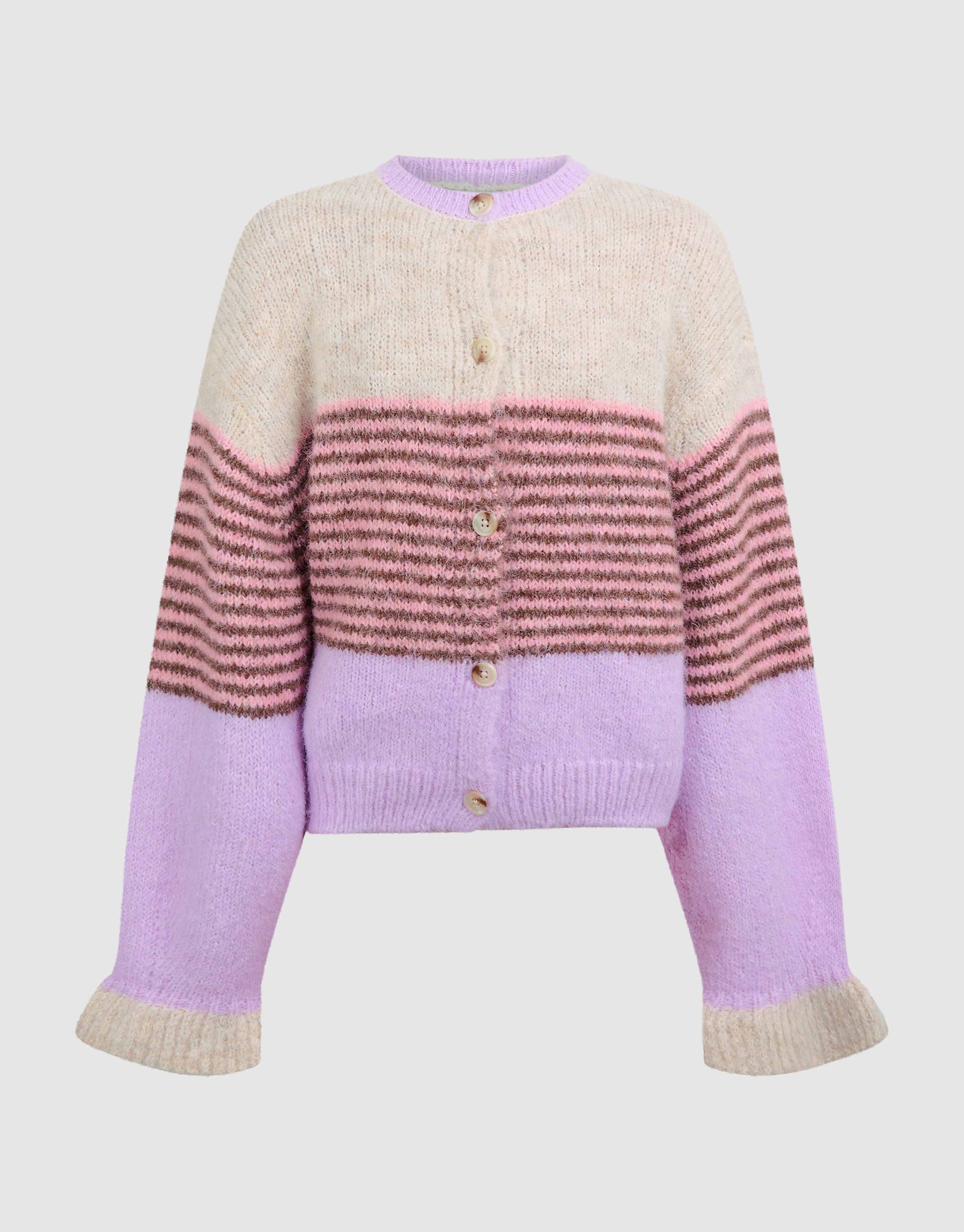 Fluffy Gestreept Vest Gebroken Wit/Paars SHOEBY GIRLS