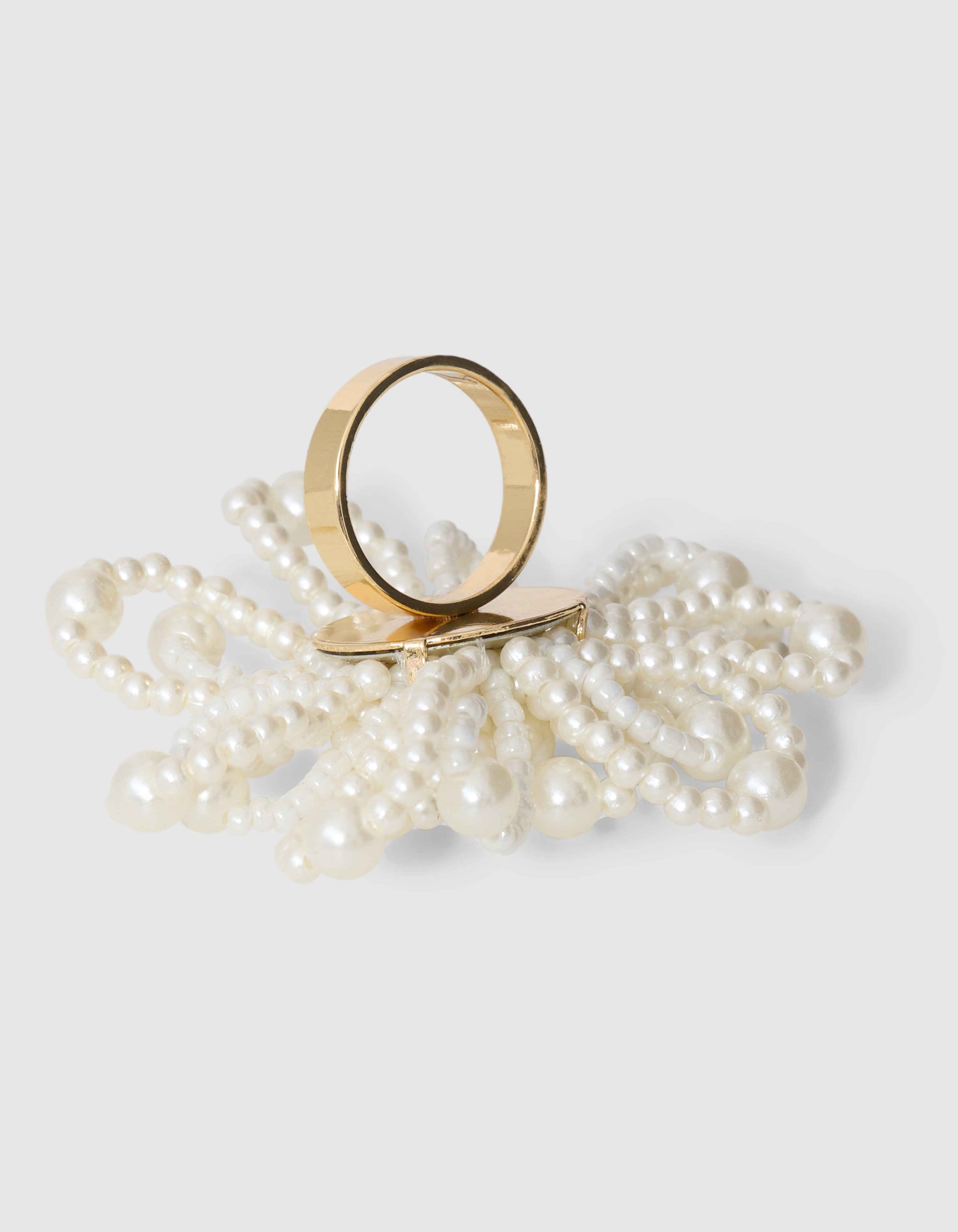Statement Parel Flower Ring Gebroken Wit SHOEBY ACCESSOIRES