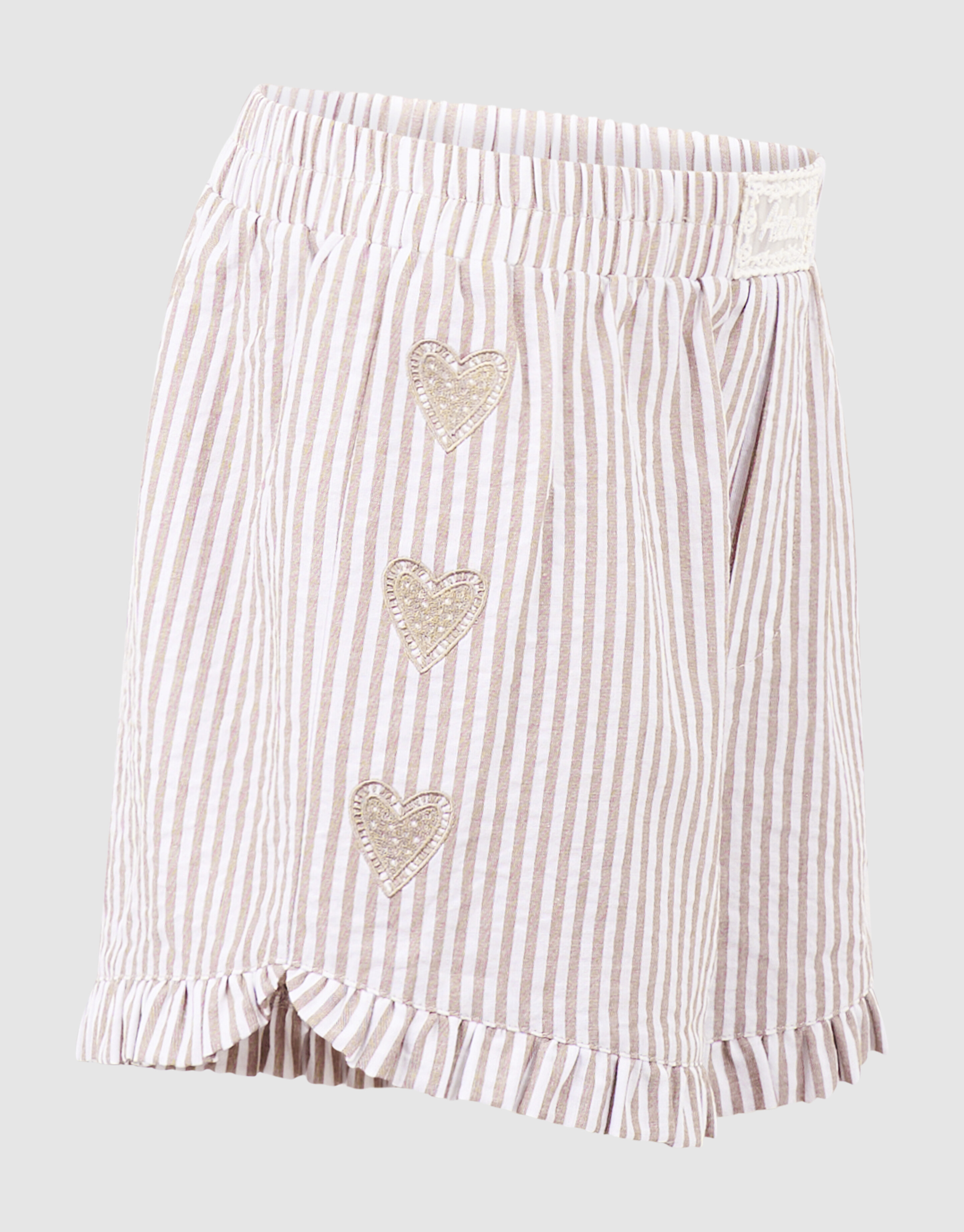Pinstripe Embroidery Short Bruin SHOEBY GIRLS