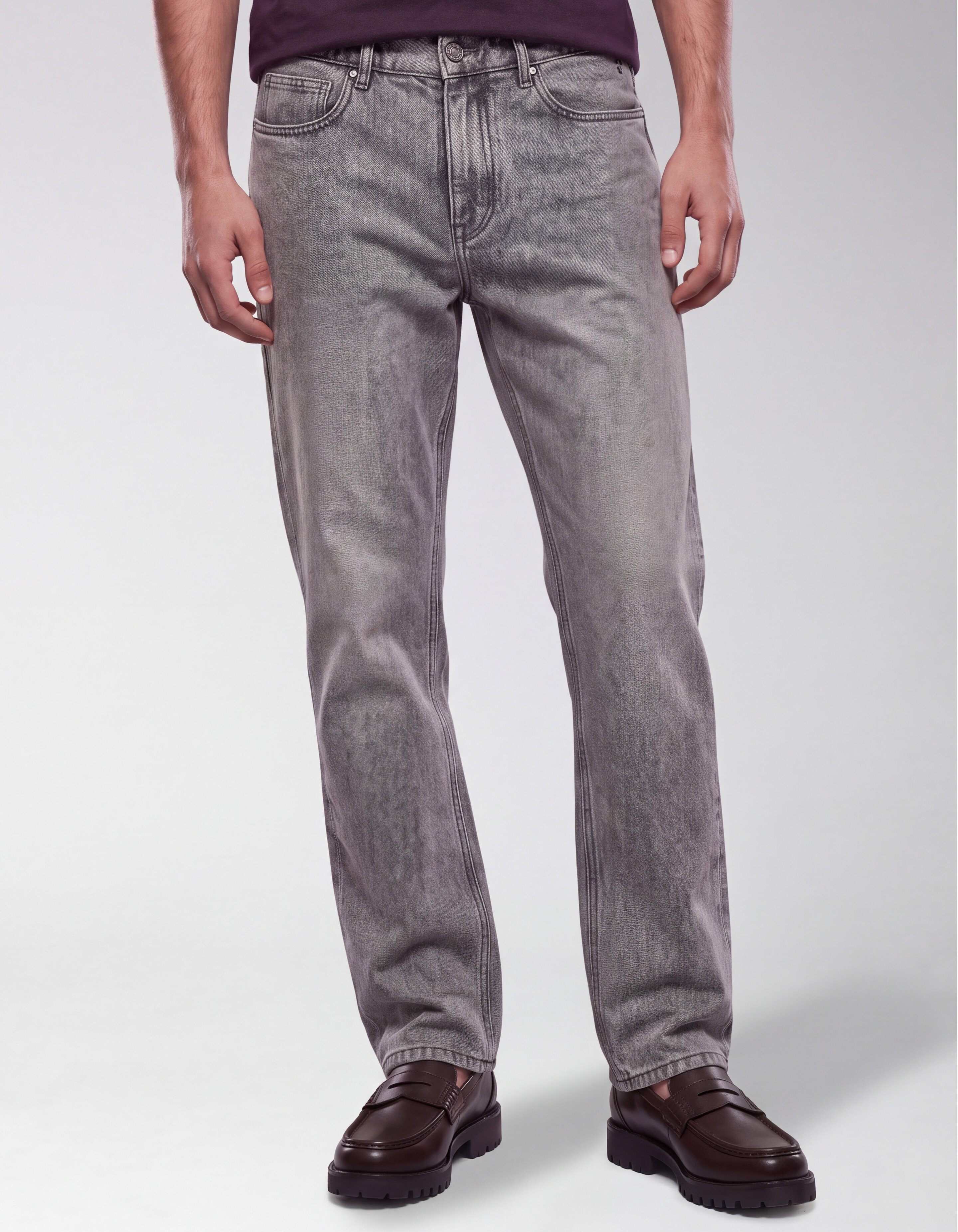 Modern Straight Fit Jeans Dirty Wash Grijs L32 SHOEBY MEN