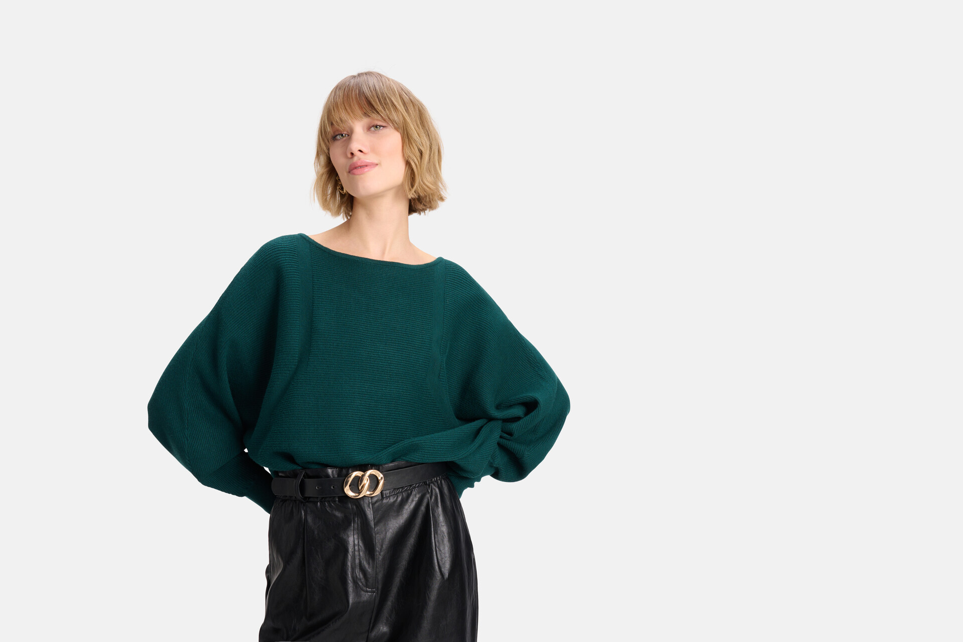 Wijde Mouwen Trui Donkergroen SHOEBY WOMEN
