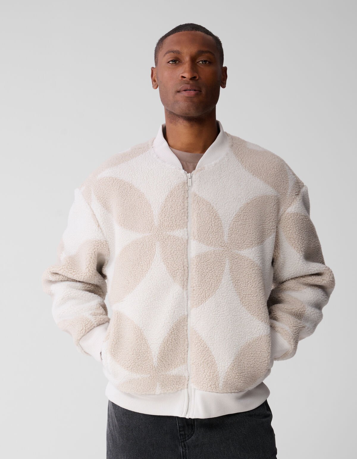 Teddy Logo Bomber Jas Gebroken Wit SHOEBY MEN