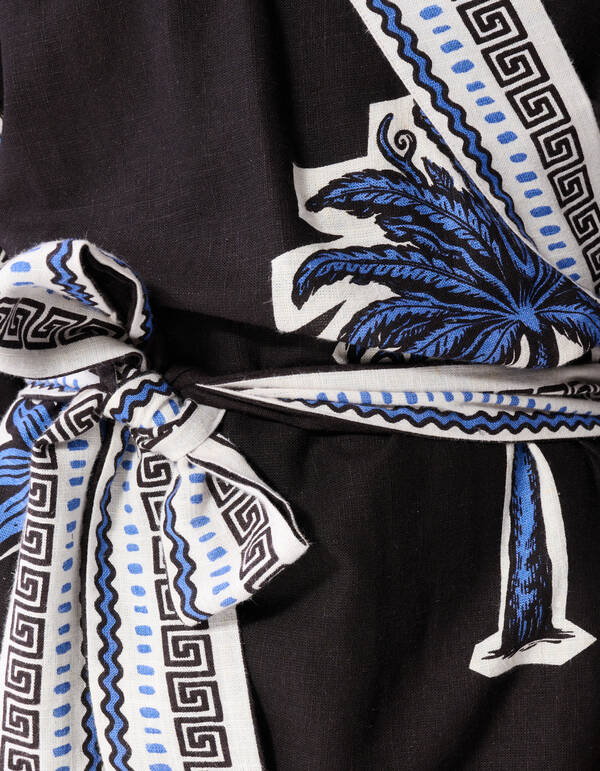 Palm Print Kimono Jurk Bruin SHOEBY WOMEN