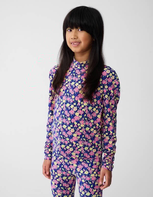 Flower Longsleeve Top Donkerblauw/Roze SHOEBY GIRLS