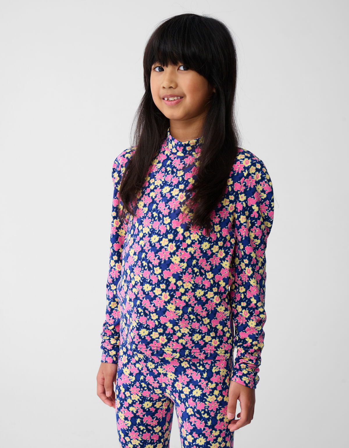 Flower Longsleeve Top Donkerblauw/Roze SHOEBY GIRLS
