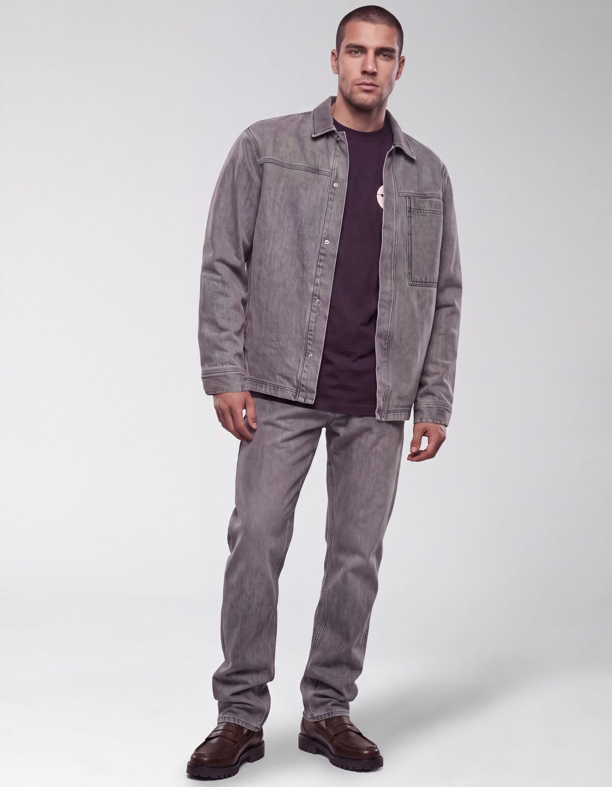 Modern Straight Fit Jeans Dirty Wash Grijs L32 SHOEBY MEN