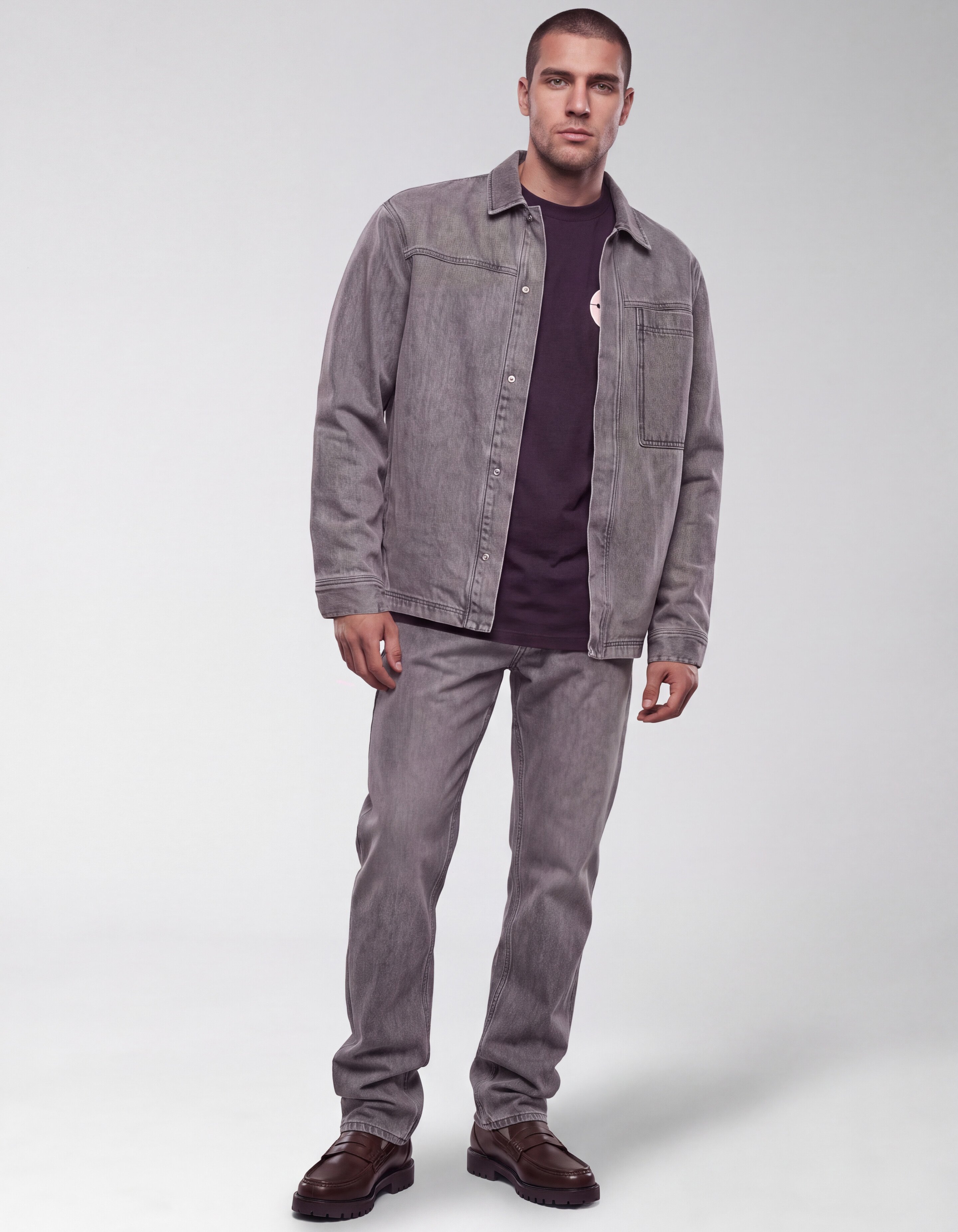 Modern Straight Fit Jeans Dirty Wash Grijs L32 SHOEBY MEN