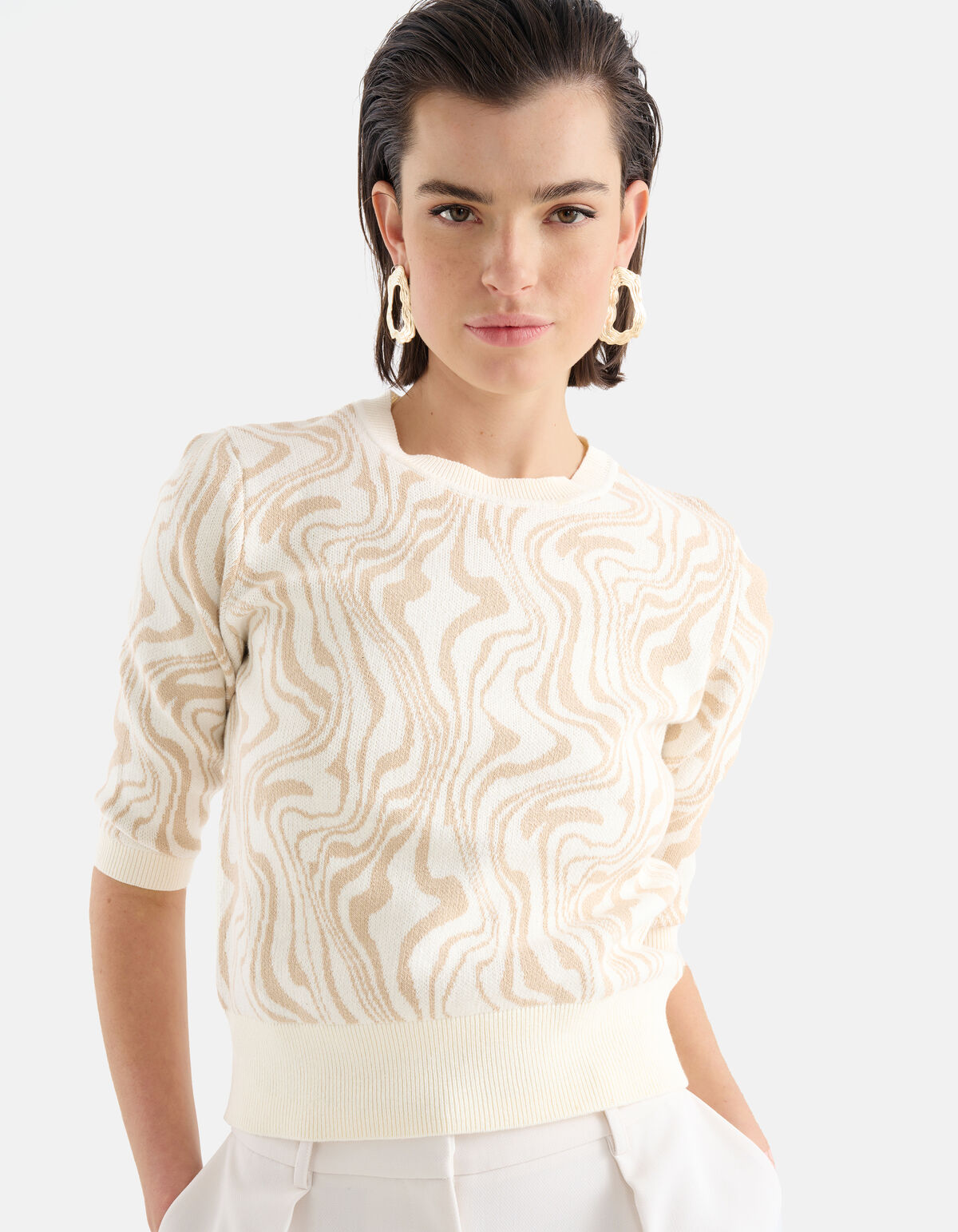 Jacquard Swirl Trui Beige SHOEBY WOMEN