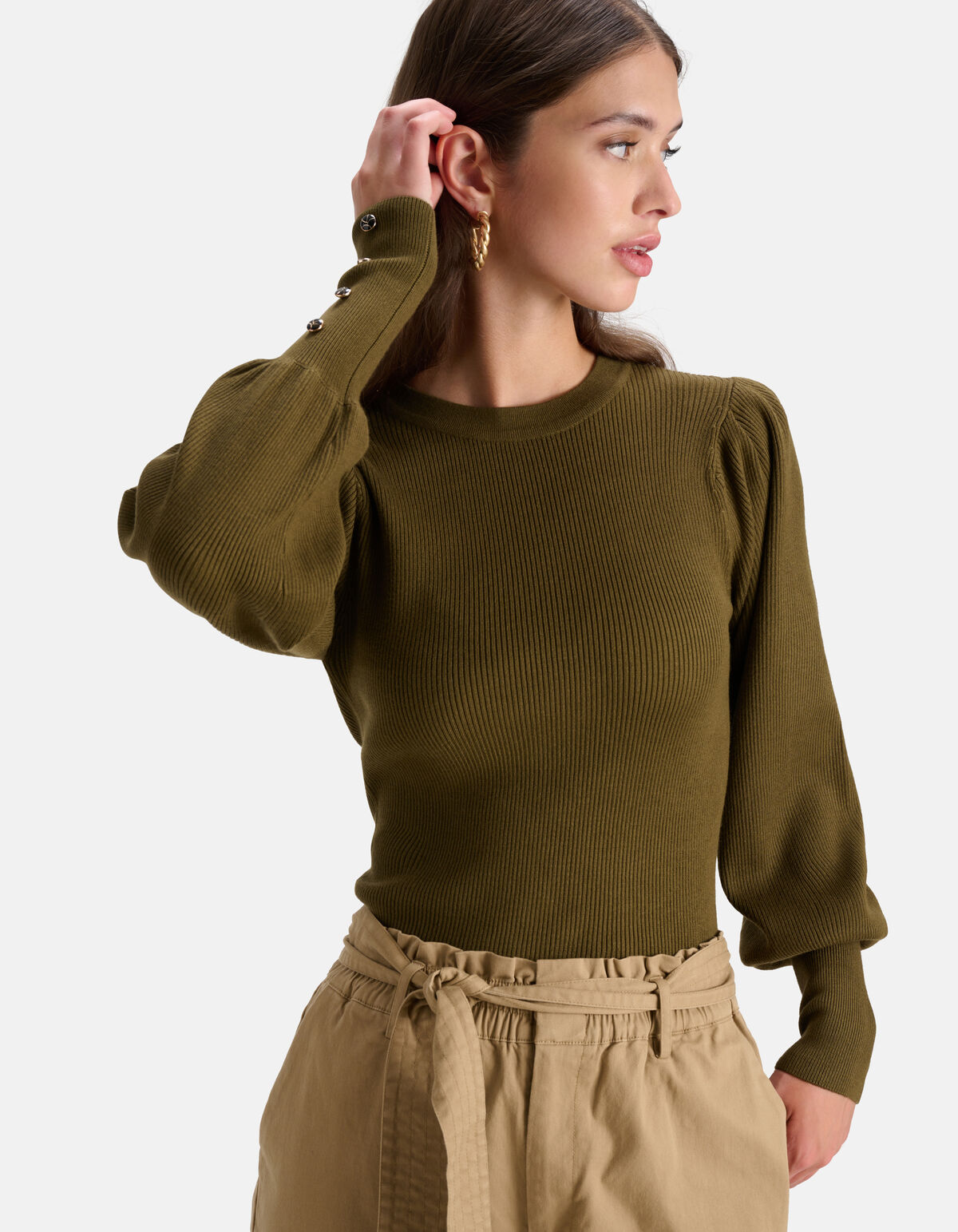 Rib Trui Donkergroen SHOEBY WOMEN