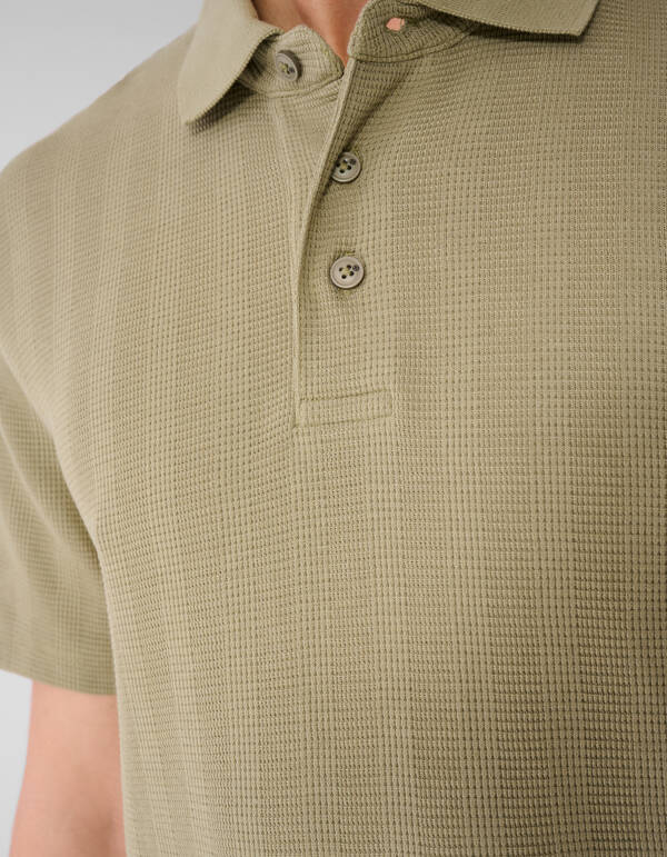 Waffle Stripe Polo Khaki SHOEBY MEN