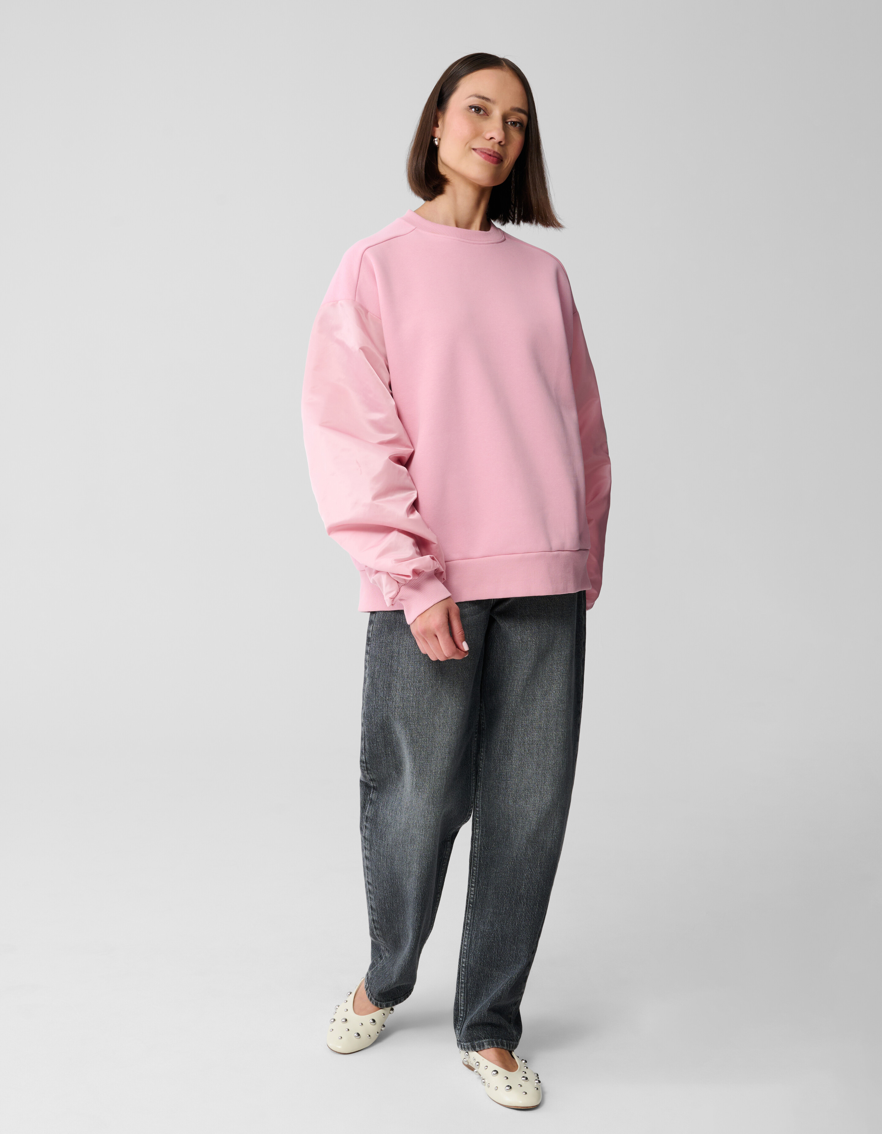 Satijnen Mix Sweater Lichtroze SHOEBY WOMEN