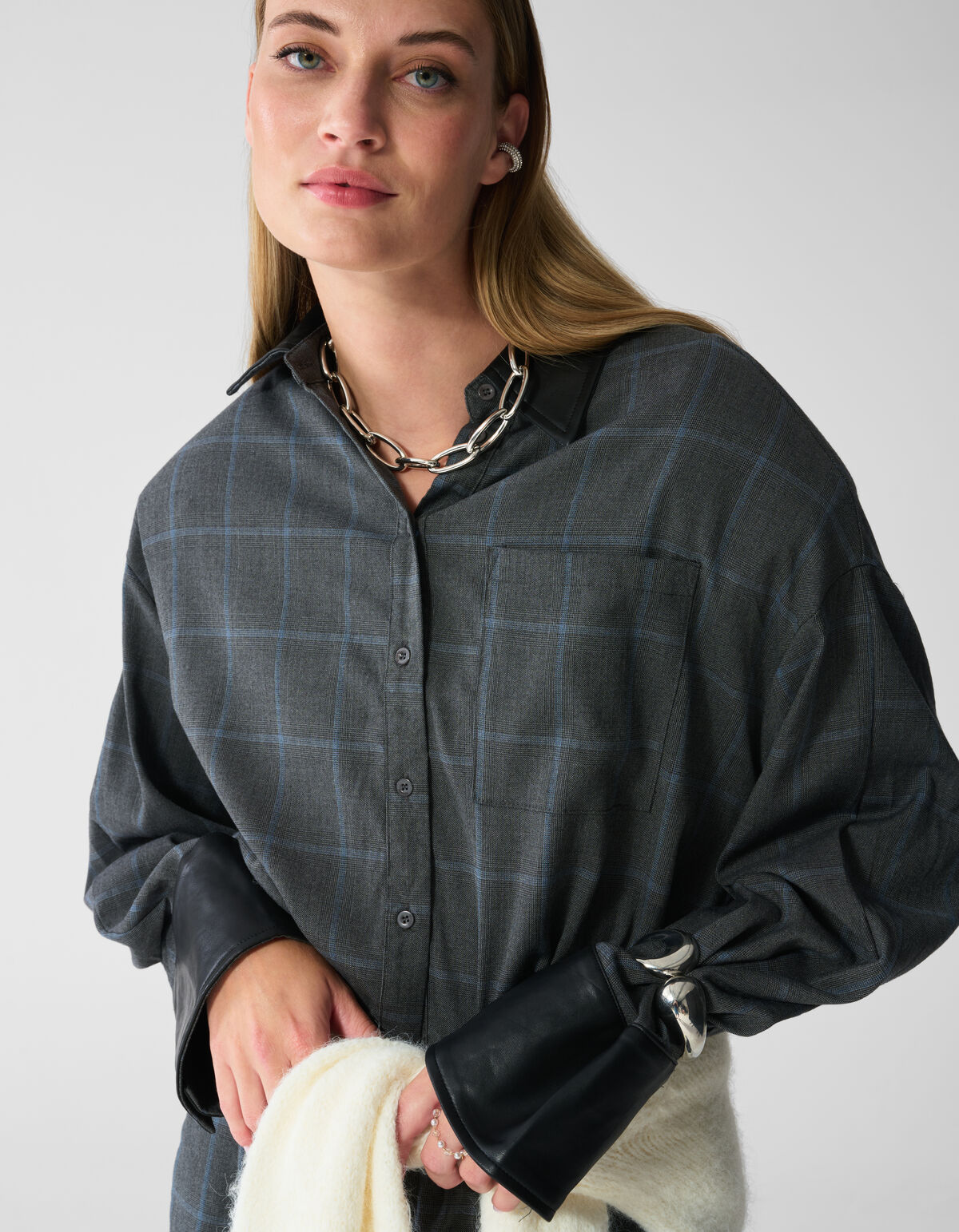 Cropped Ruiten Blouse Donkergrijs SHOEBY WOMEN