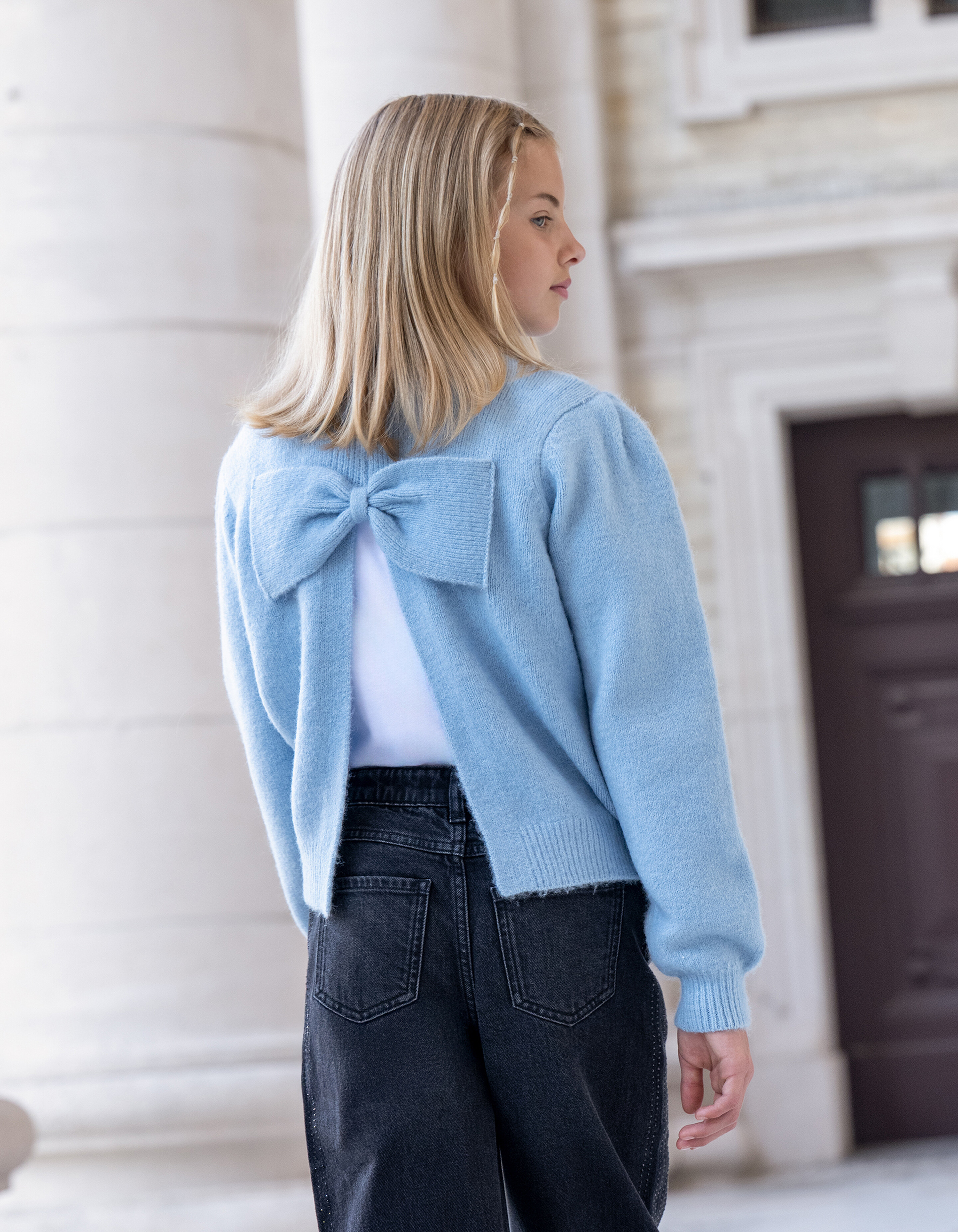 Open Back Strik Trui Lichtblauw SHOEBY GIRLS