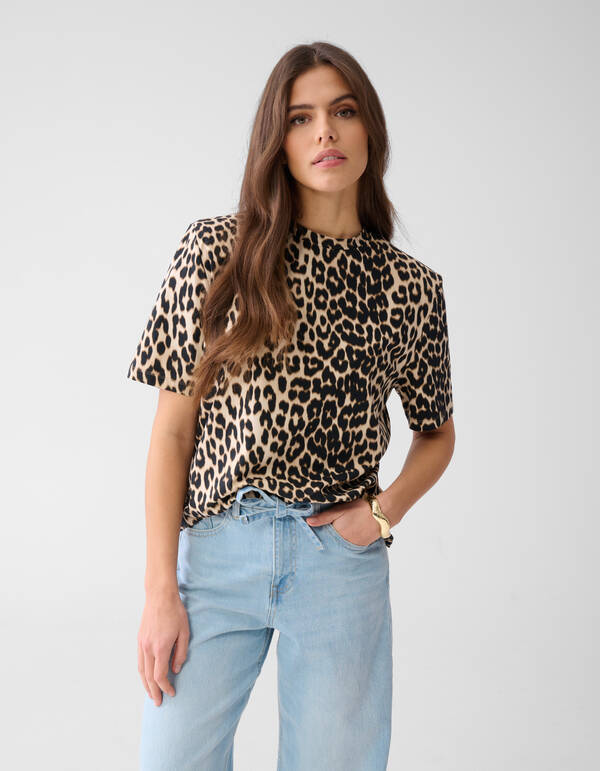 Padded Leopard T-shirt Bruin SHOEBY WOMEN